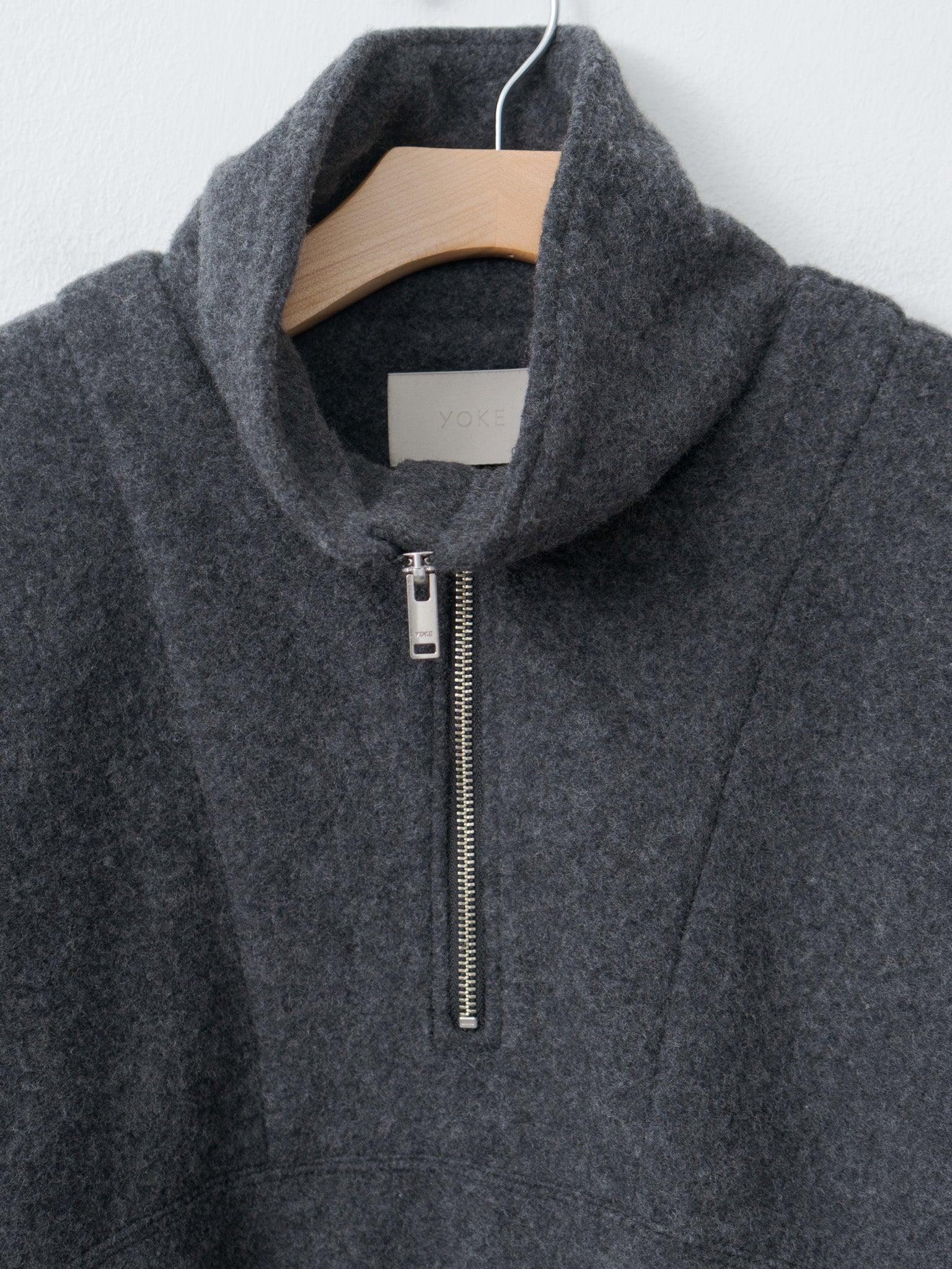 Namu Shop - Yoke Wool Fleece Half Zip Pullover - Charcoal