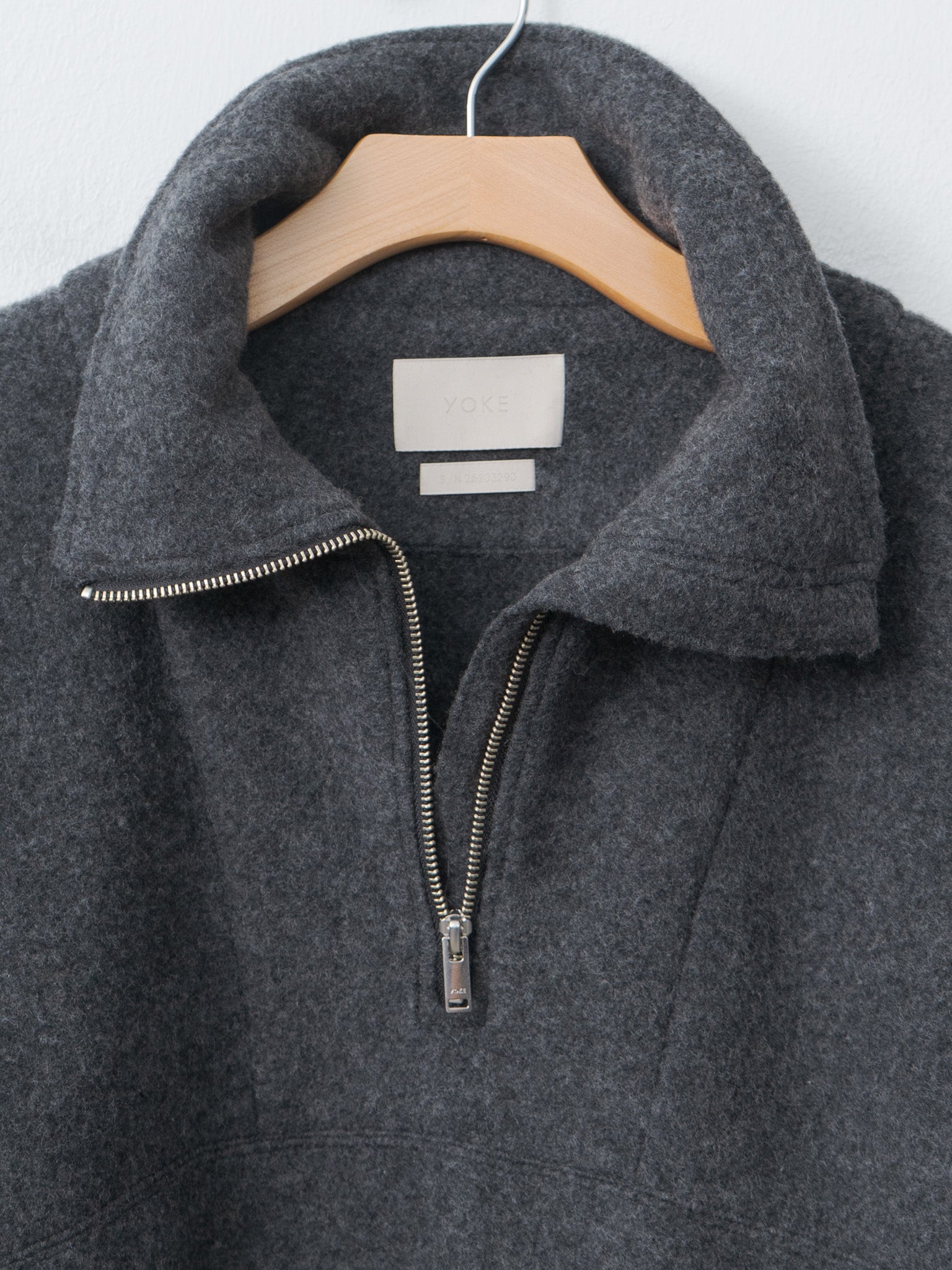 Namu Shop - Yoke Wool Fleece Half Zip Pullover - Charcoal