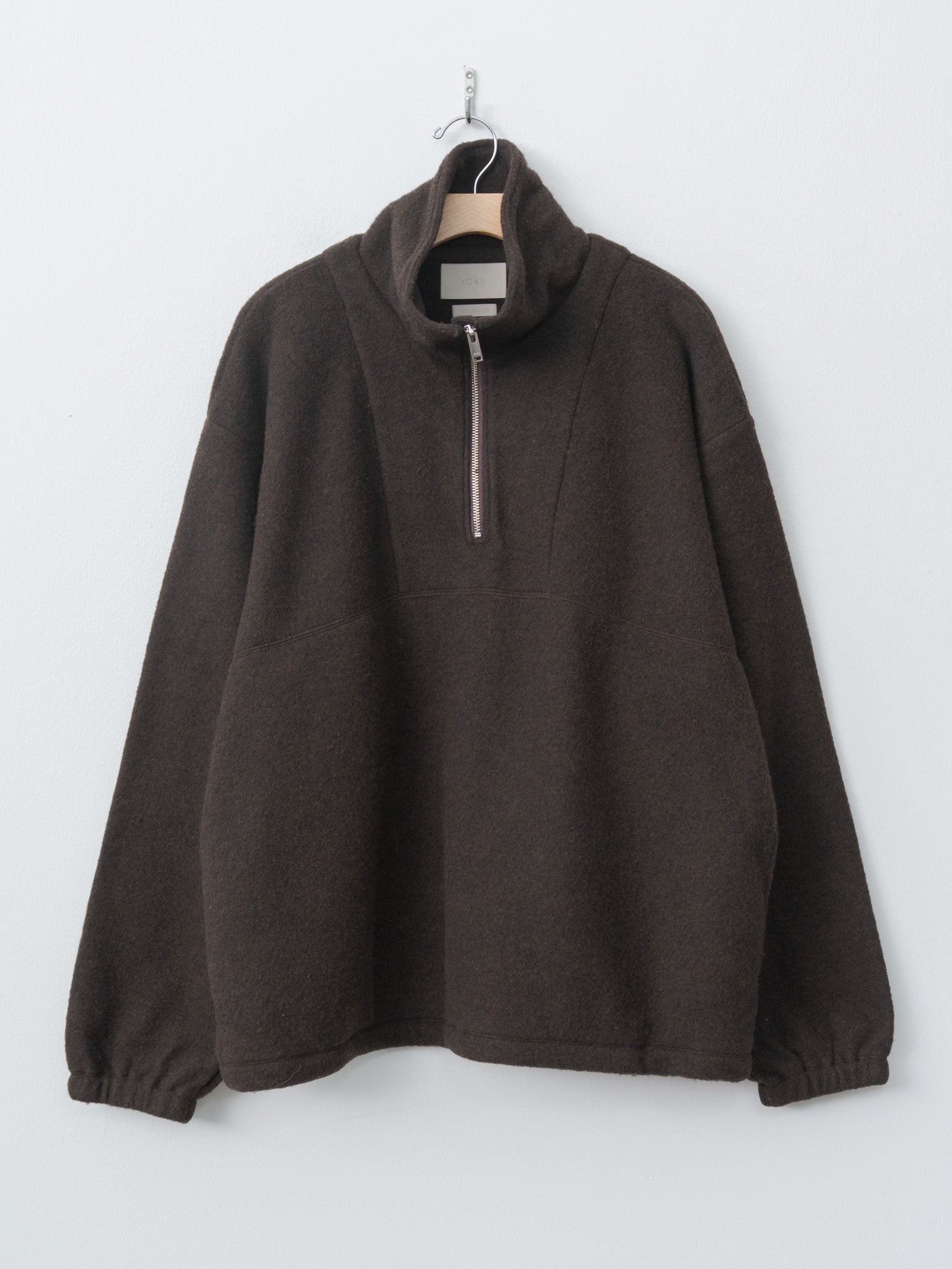 Namu Shop - Yoke Wool Fleece Half Zip Pullover - Brown