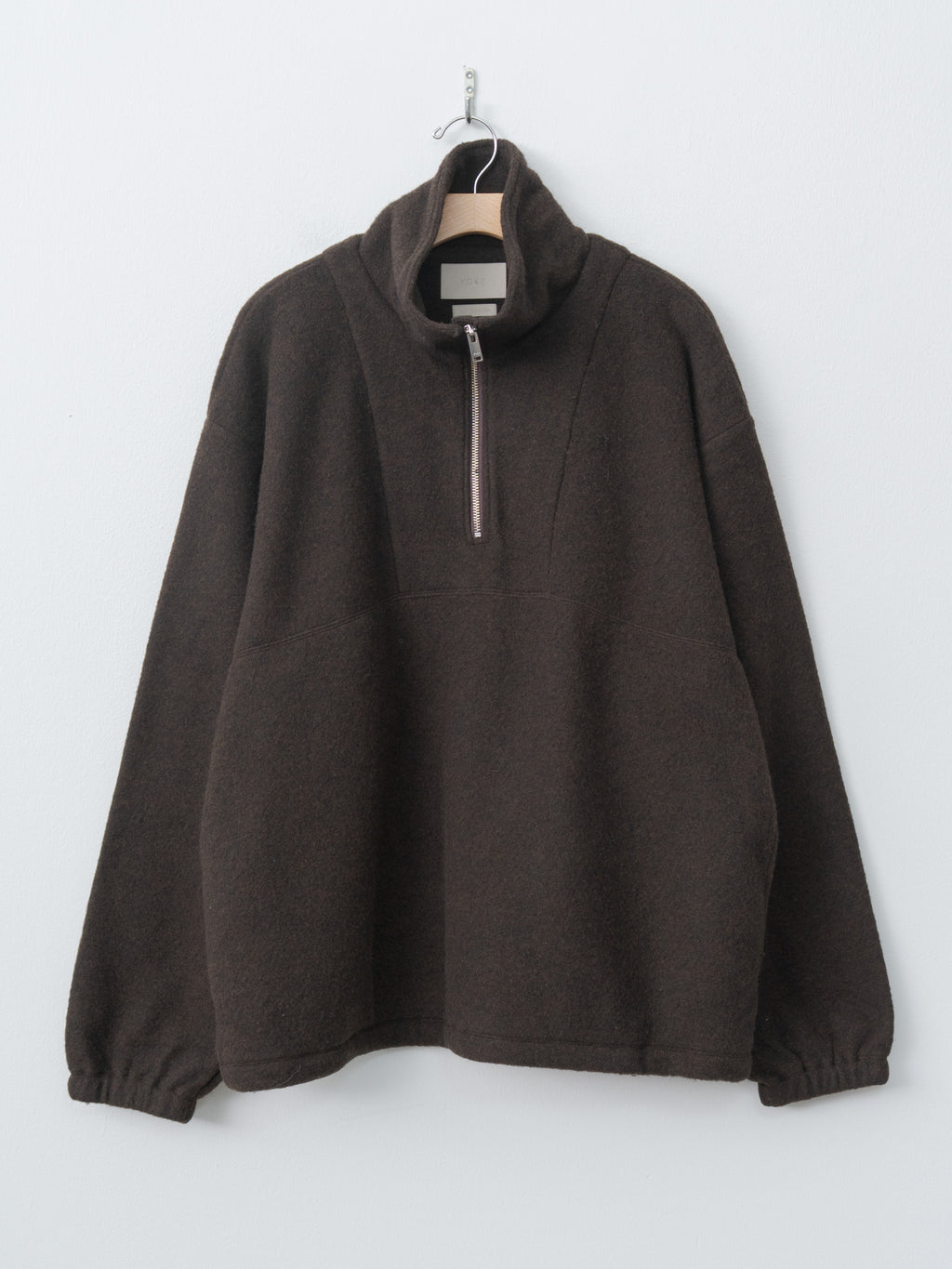 Namu Shop - Yoke Wool Fleece Half Zip Pullover - Brown