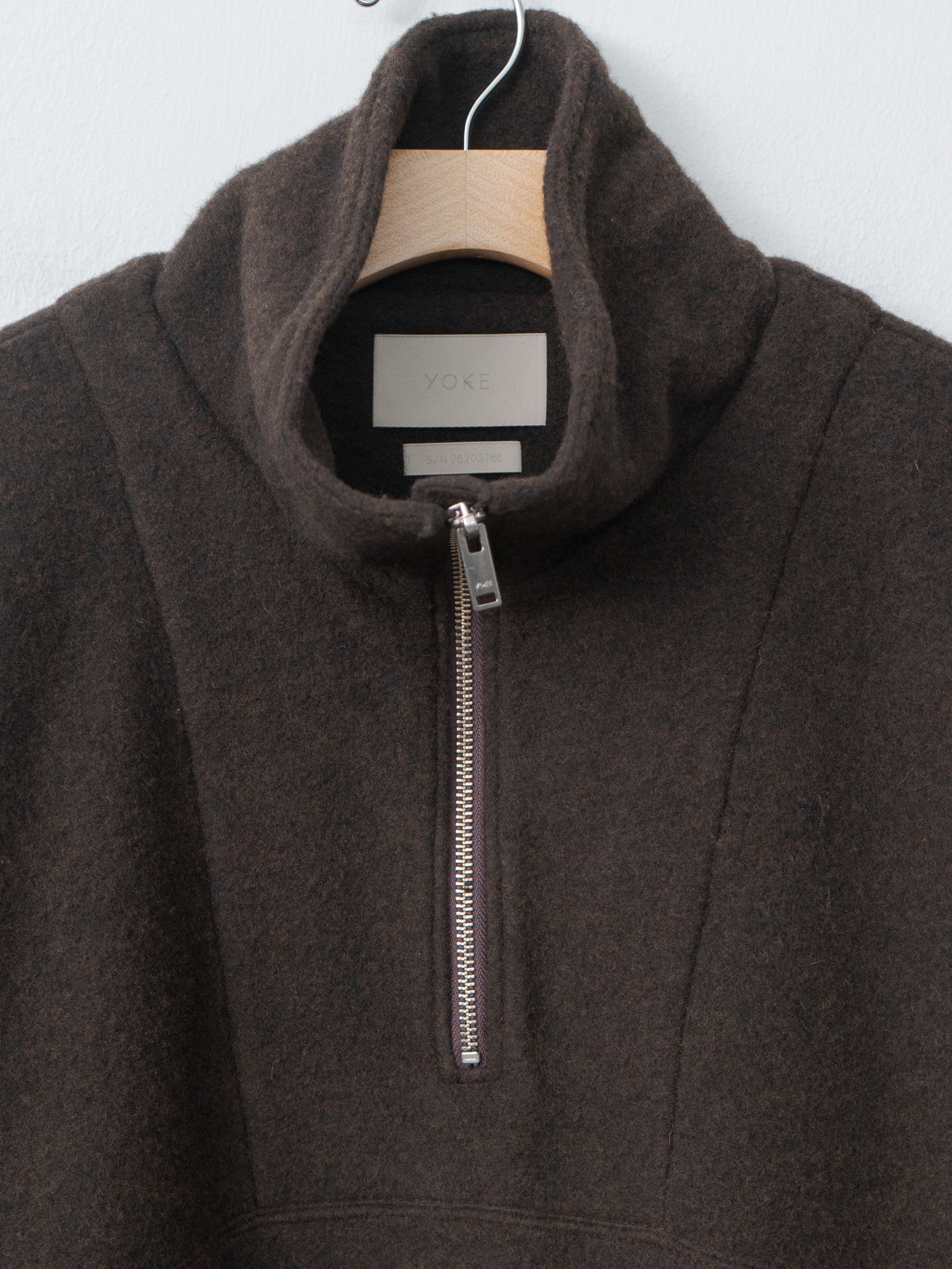 Namu Shop - Yoke Wool Fleece Half Zip Pullover - Brown