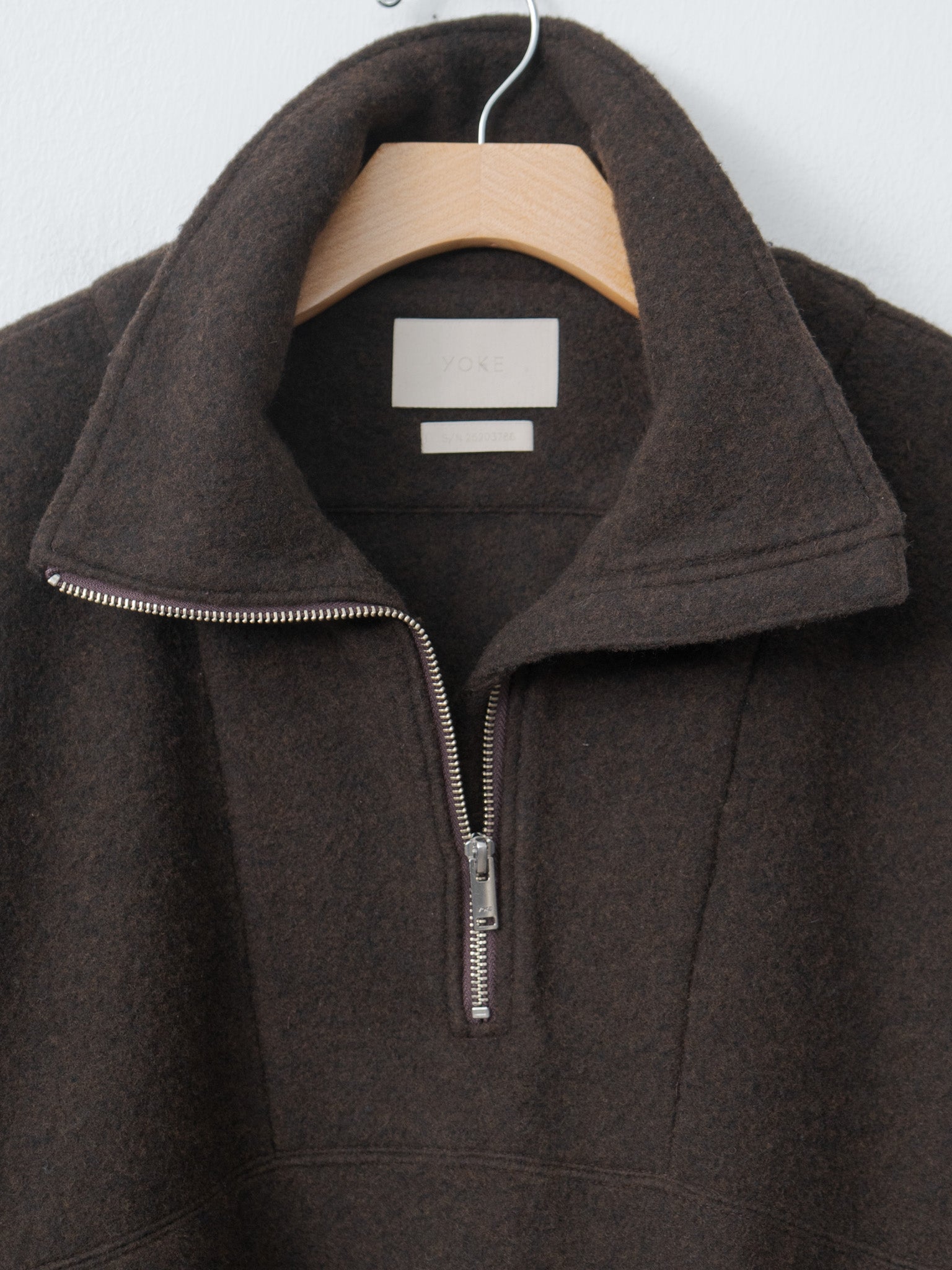 Namu Shop - Yoke Wool Fleece Half Zip Pullover - Brown