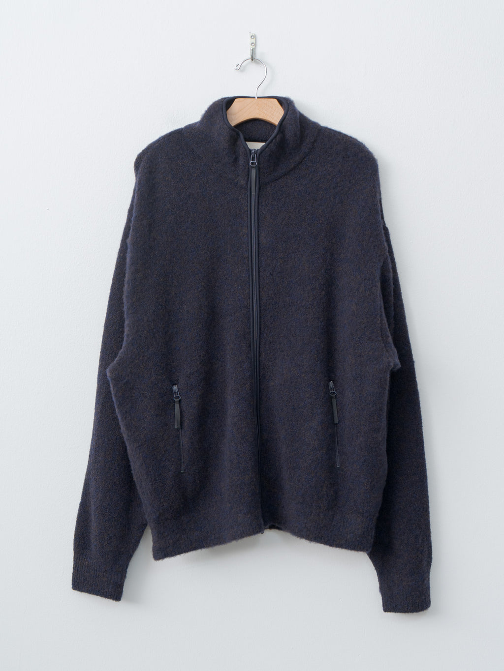 Namu Shop - Yoke Boucle Knit Zip Jacket - Navy