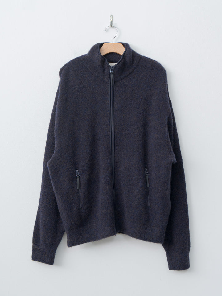 Namu Shop - Yoke Boucle Knit Zip Jacket - Navy