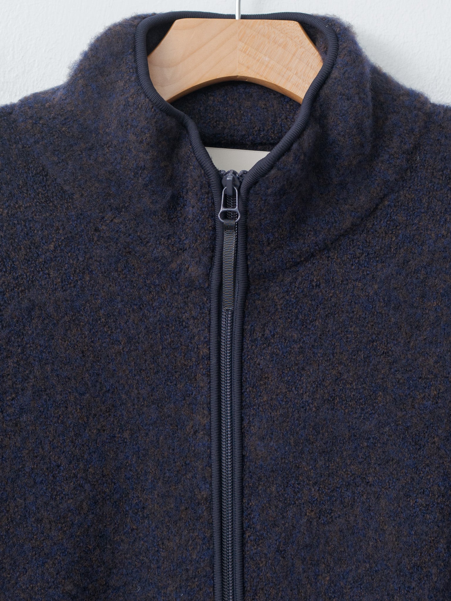 Namu Shop - Yoke Boucle Knit Zip Jacket - Navy