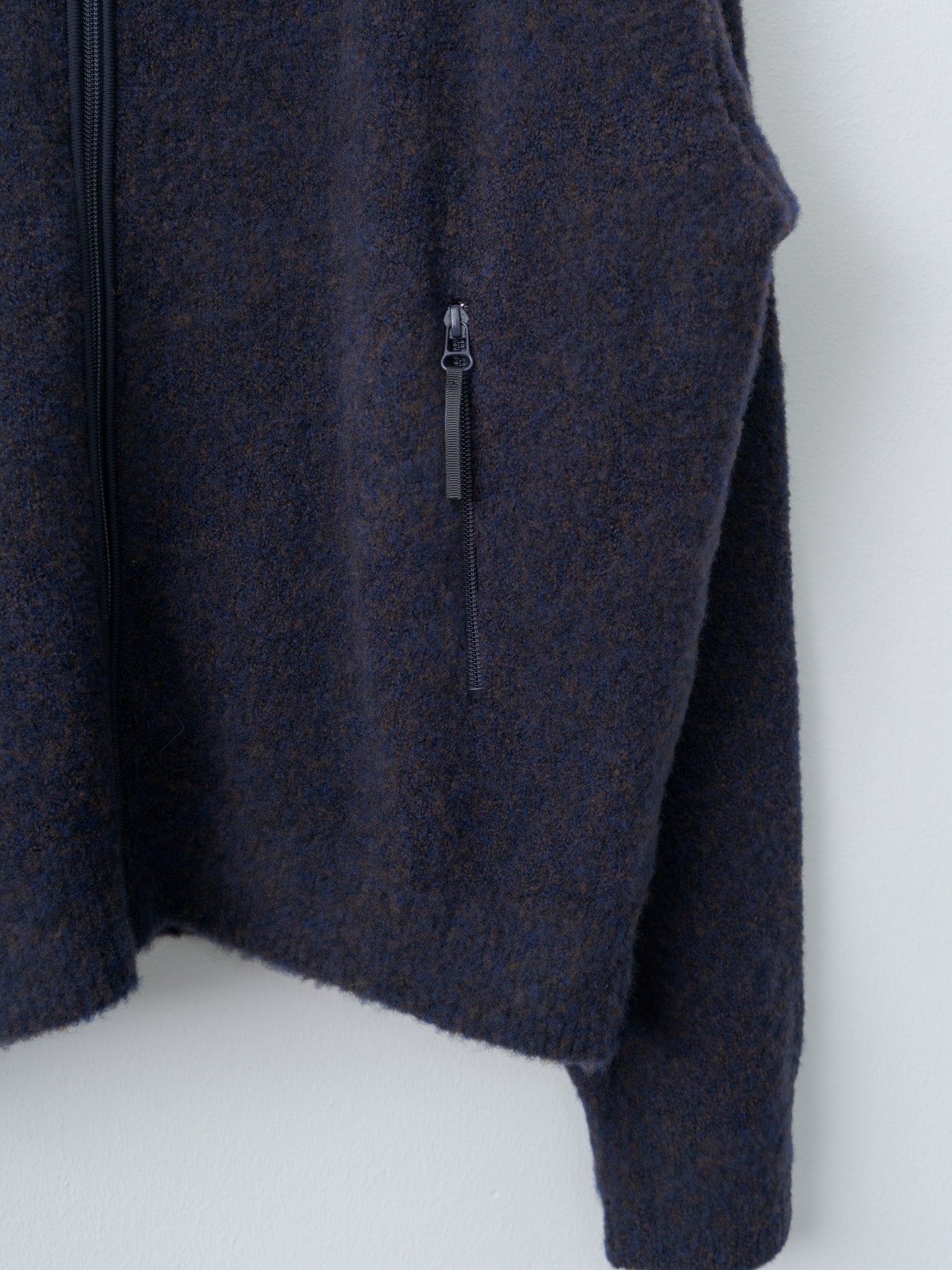 Namu Shop - Yoke Boucle Knit Zip Jacket - Navy