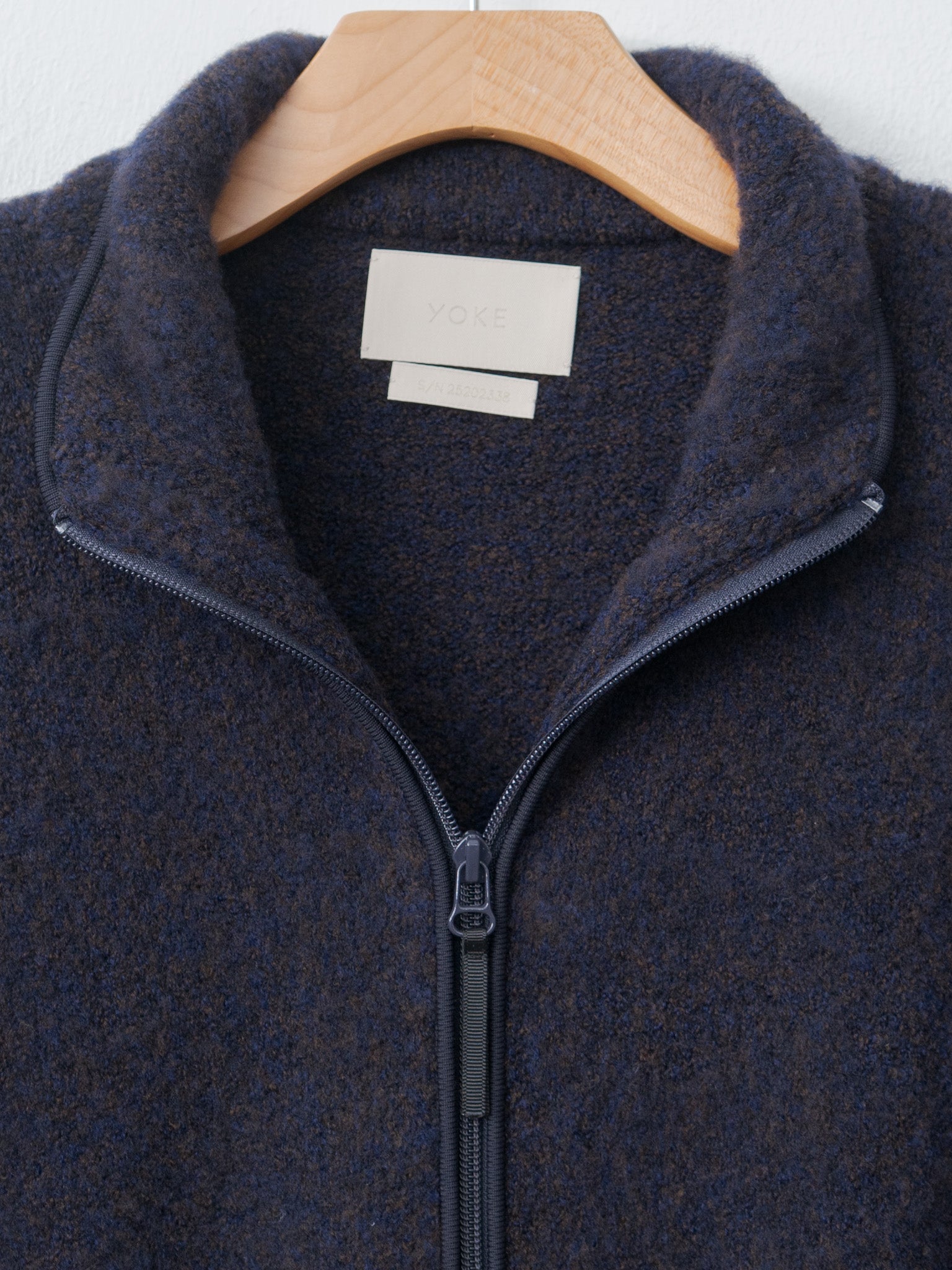 Namu Shop - Yoke Boucle Knit Zip Jacket - Navy