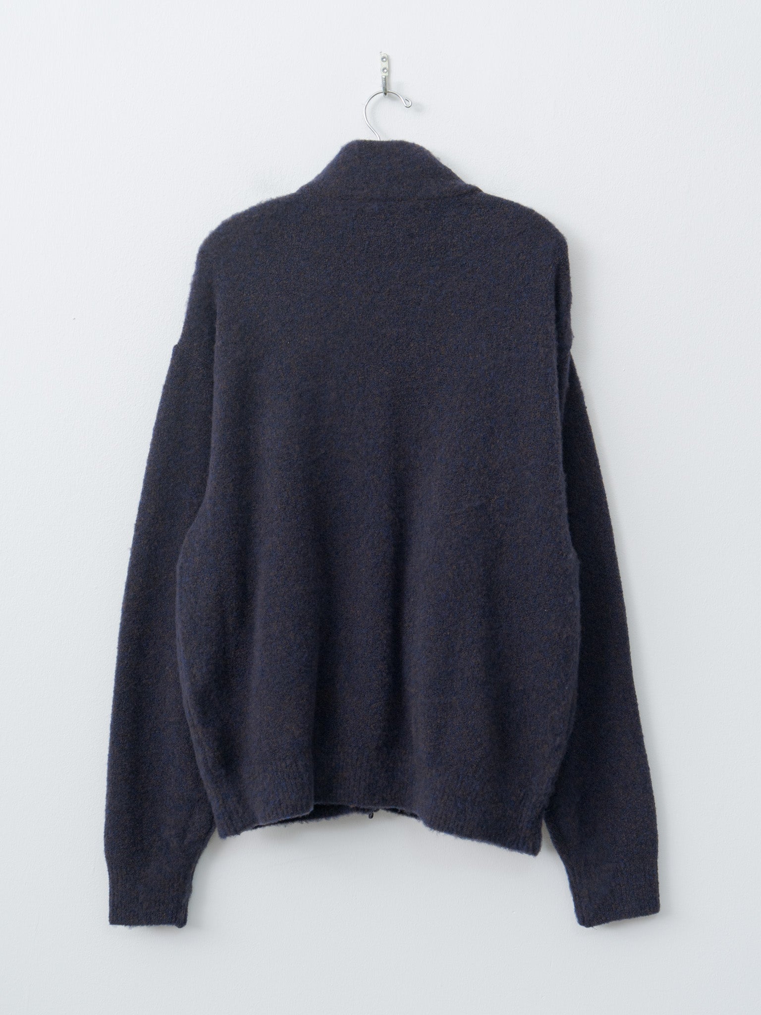 Namu Shop - Yoke Boucle Knit Zip Jacket - Navy
