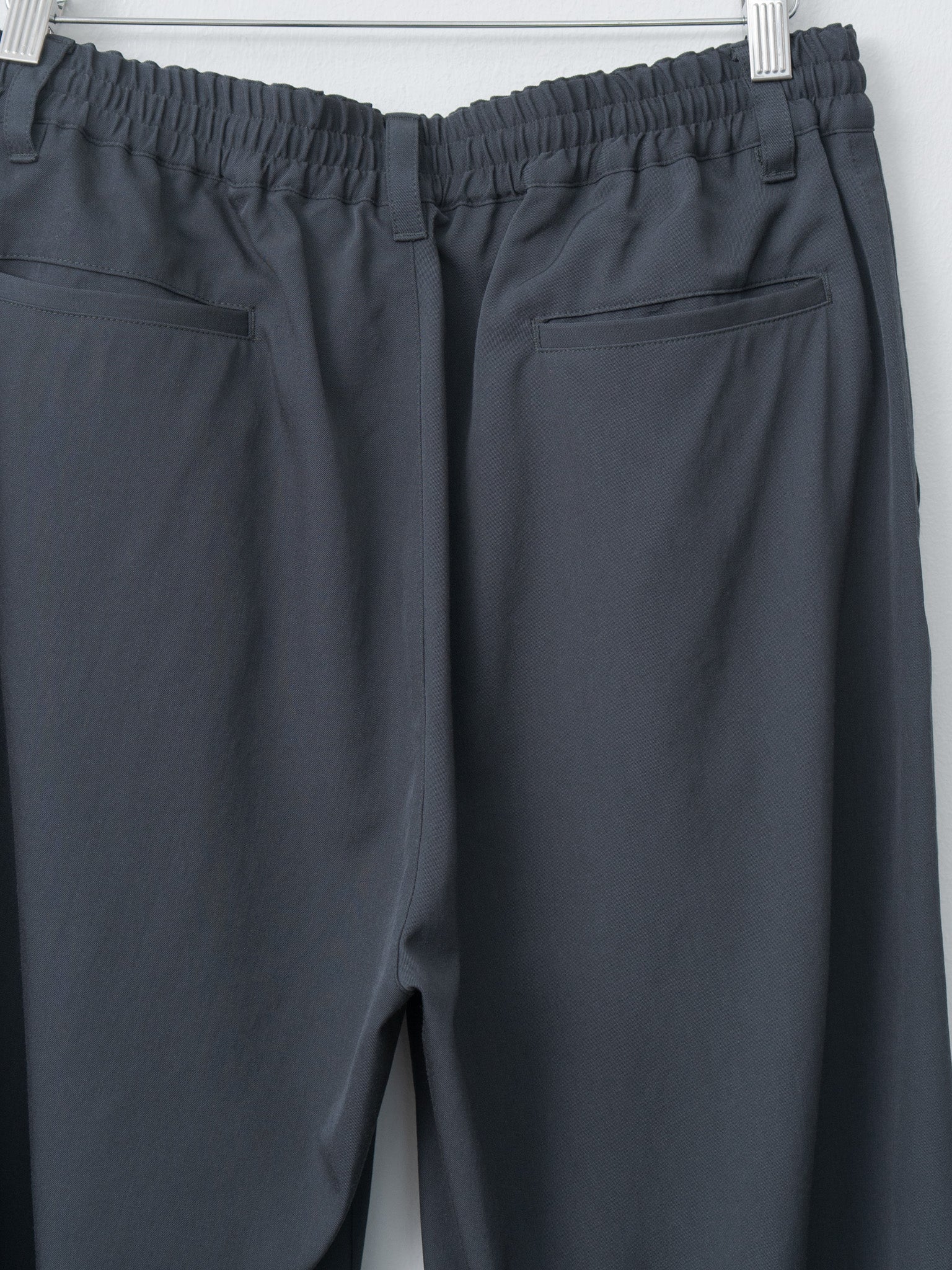 Namu Shop - Yoke Wool Washer Twill 2pleated Wide-leg Easy Trousers - Navy