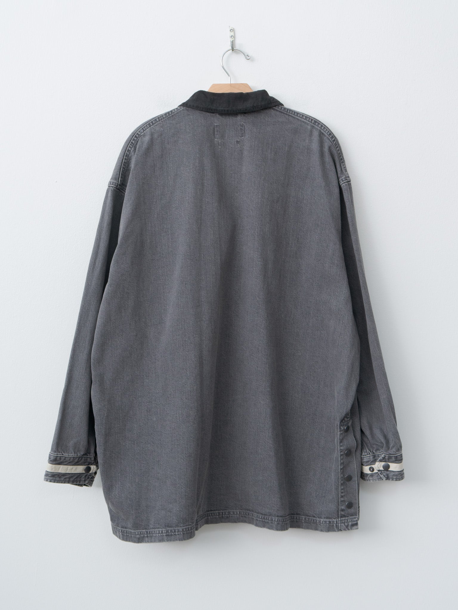 Namu Shop - Yoke Vintaged Denim Coverall Half Coat - Black