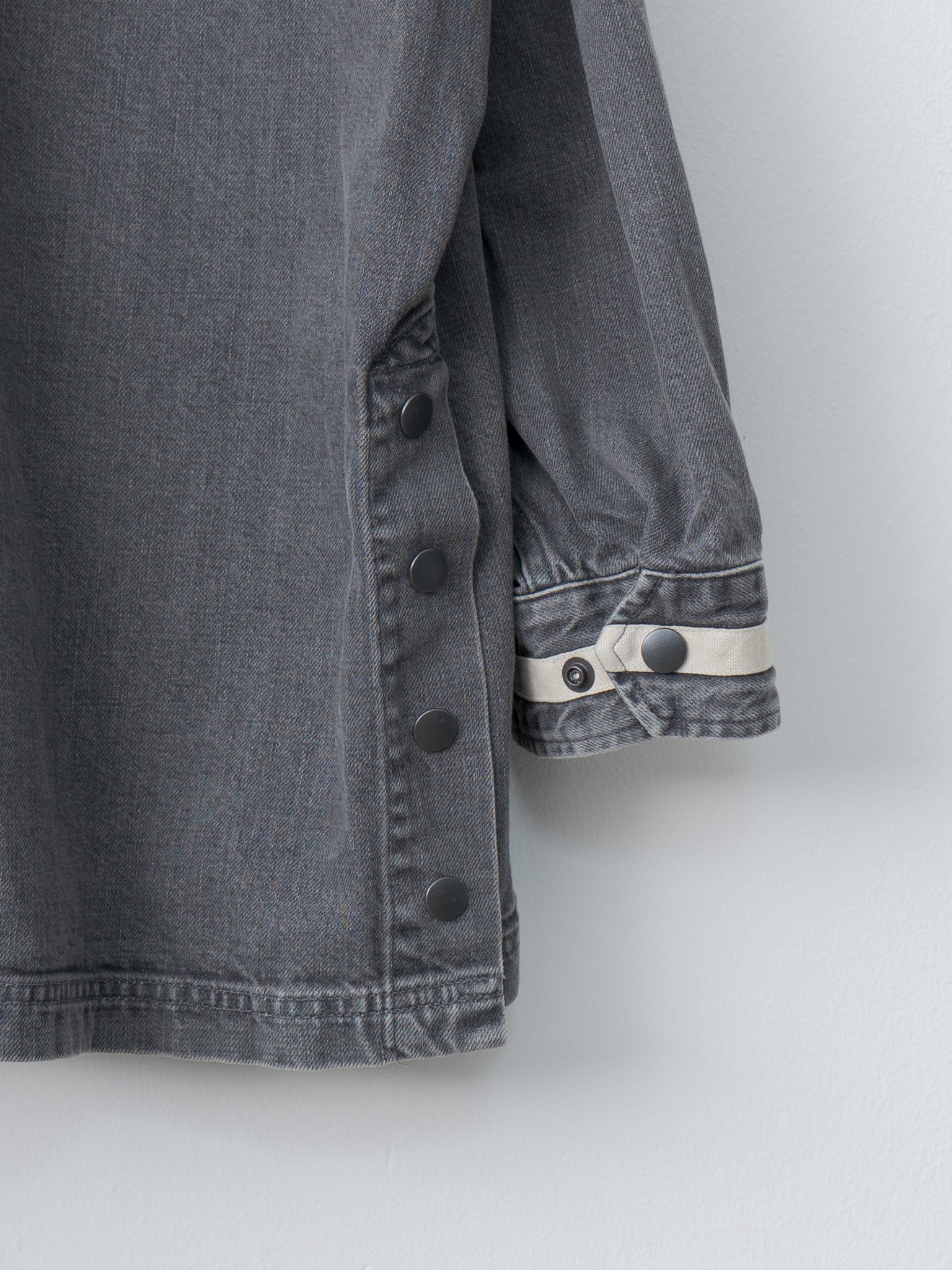 Namu Shop - Yoke Vintaged Denim Coverall Half Coat - Black
