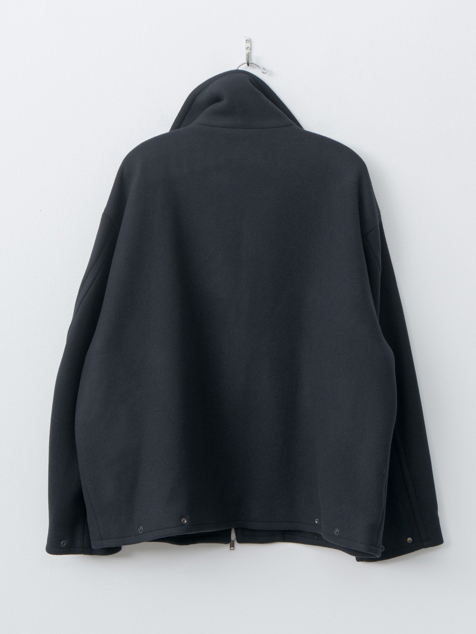 Namu Shop - Yoke Melton Stand Collar Zip Blouson - Black