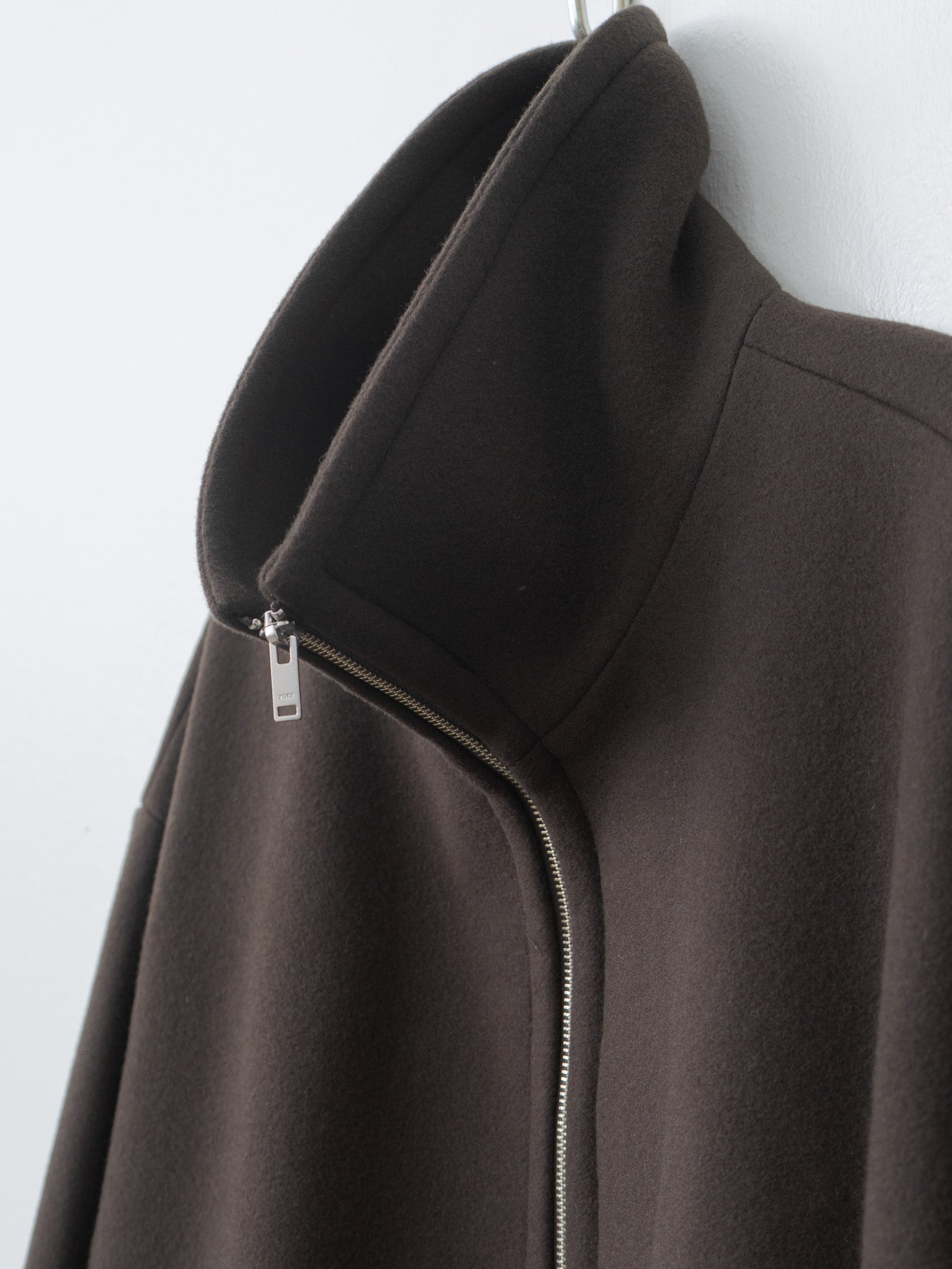 Namu Shop - Yoke Melton Stand Collar Zip Blouson - Brown