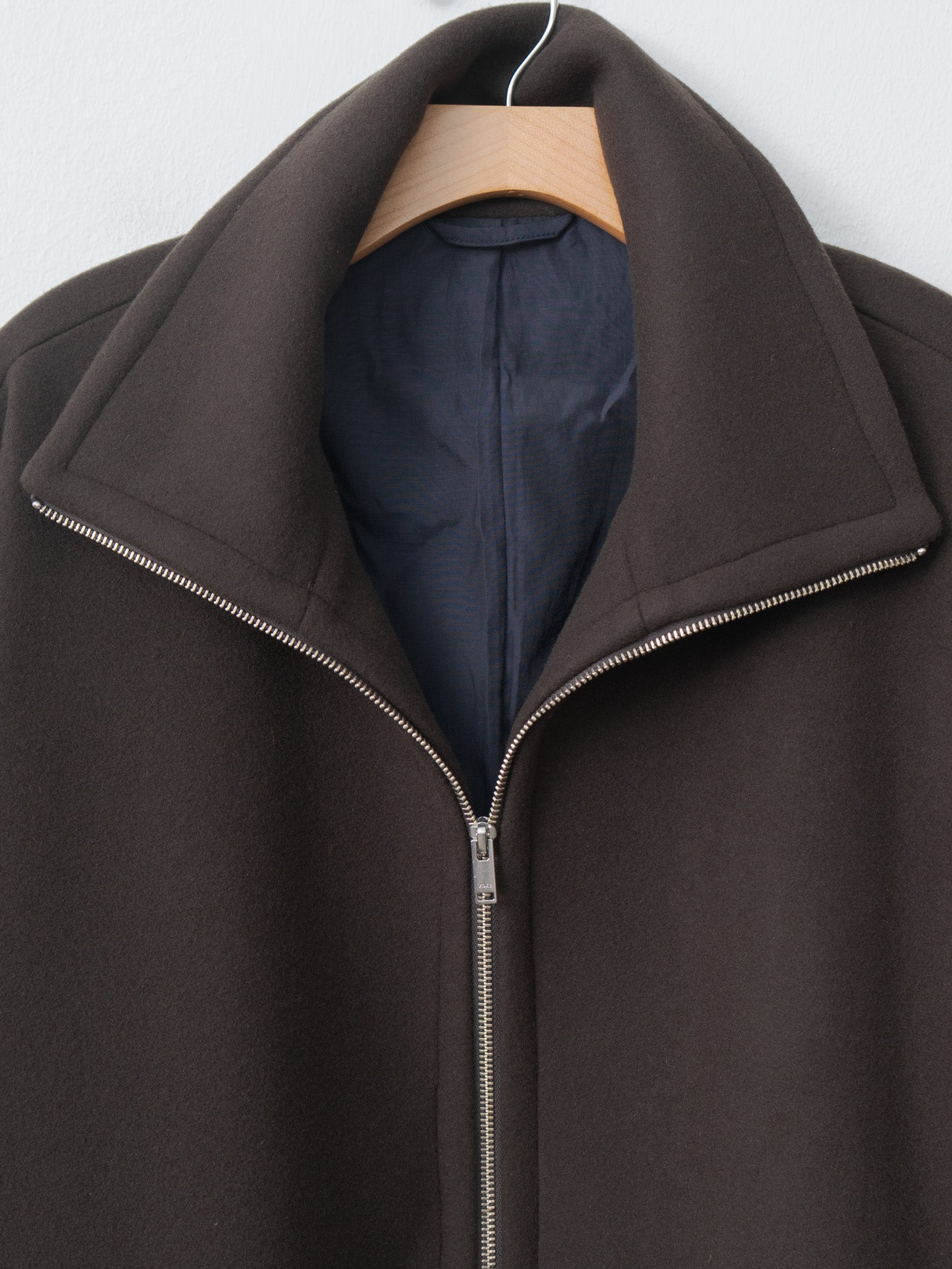 Namu Shop - Yoke Melton Stand Collar Zip Blouson - Brown