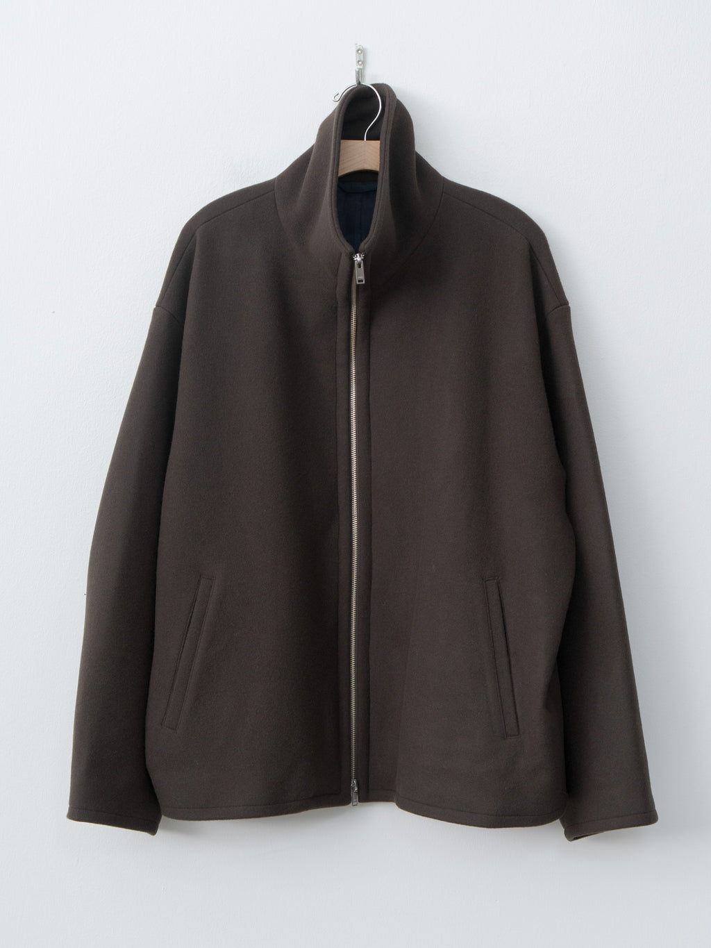 Namu Shop - Yoke Melton Stand Collar Zip Blouson - Brown