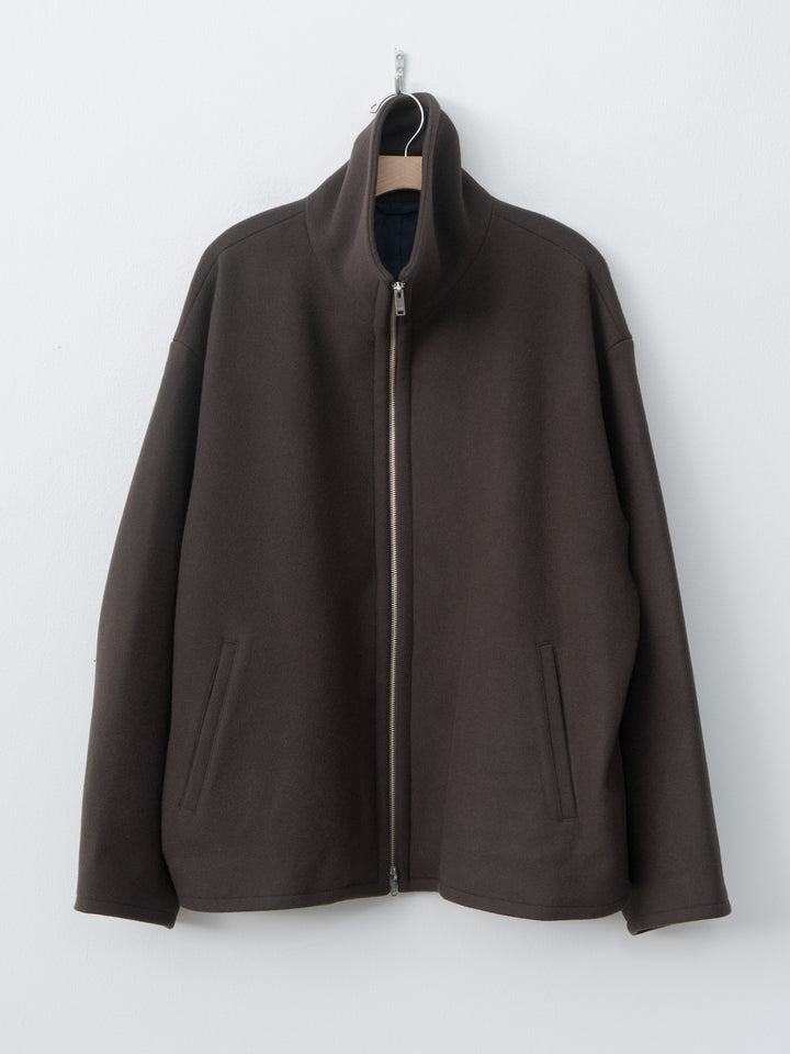 Namu Shop - Yoke Melton Stand Collar Zip Blouson - Brown