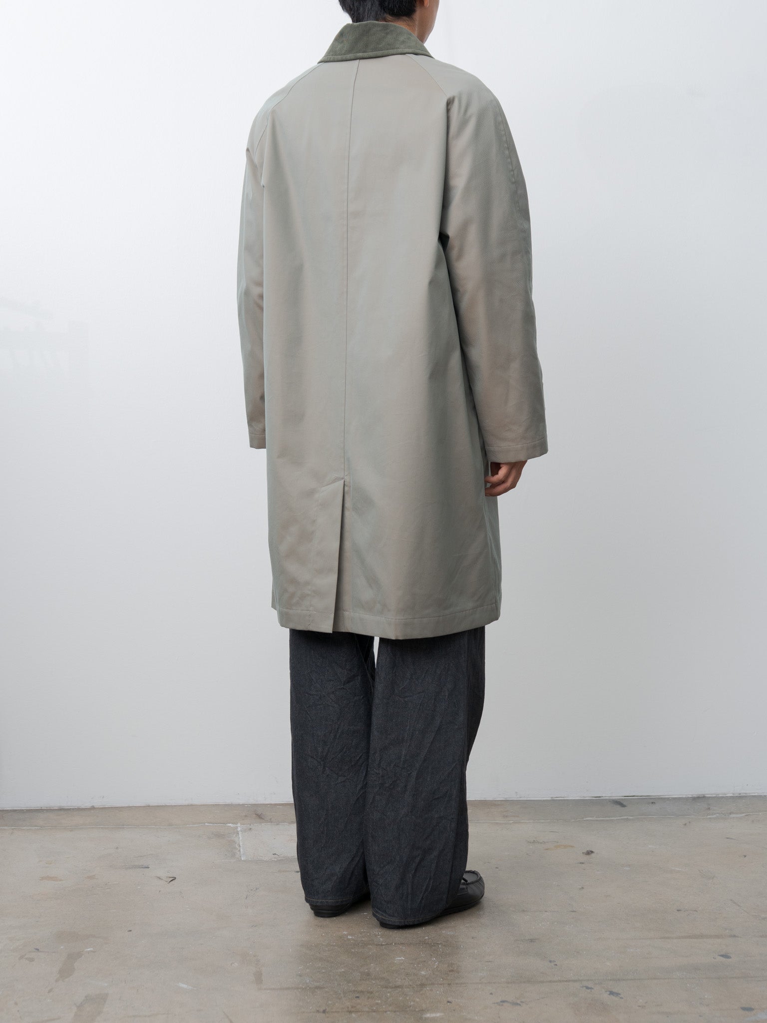 Namu Shop - ts(s) Cotton SOLOTEX Poly Chambray Stretch Twill Cloth Fly Front Raglan Sleeve Coat - Olive