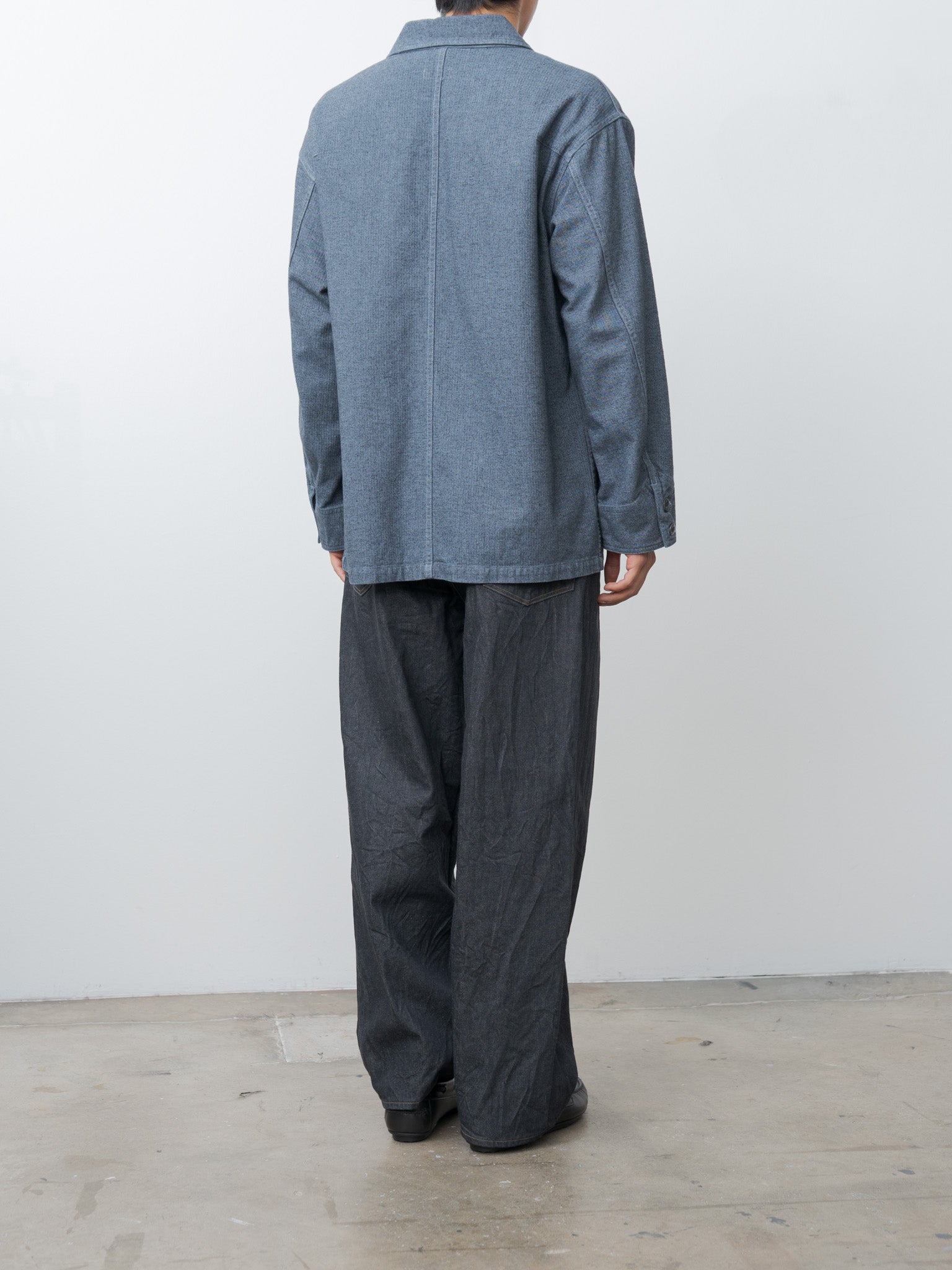 Namu Shop - ts(s) Garment Dye Woolly Finish Herringbone Cloth Coverall Jacket - Blue