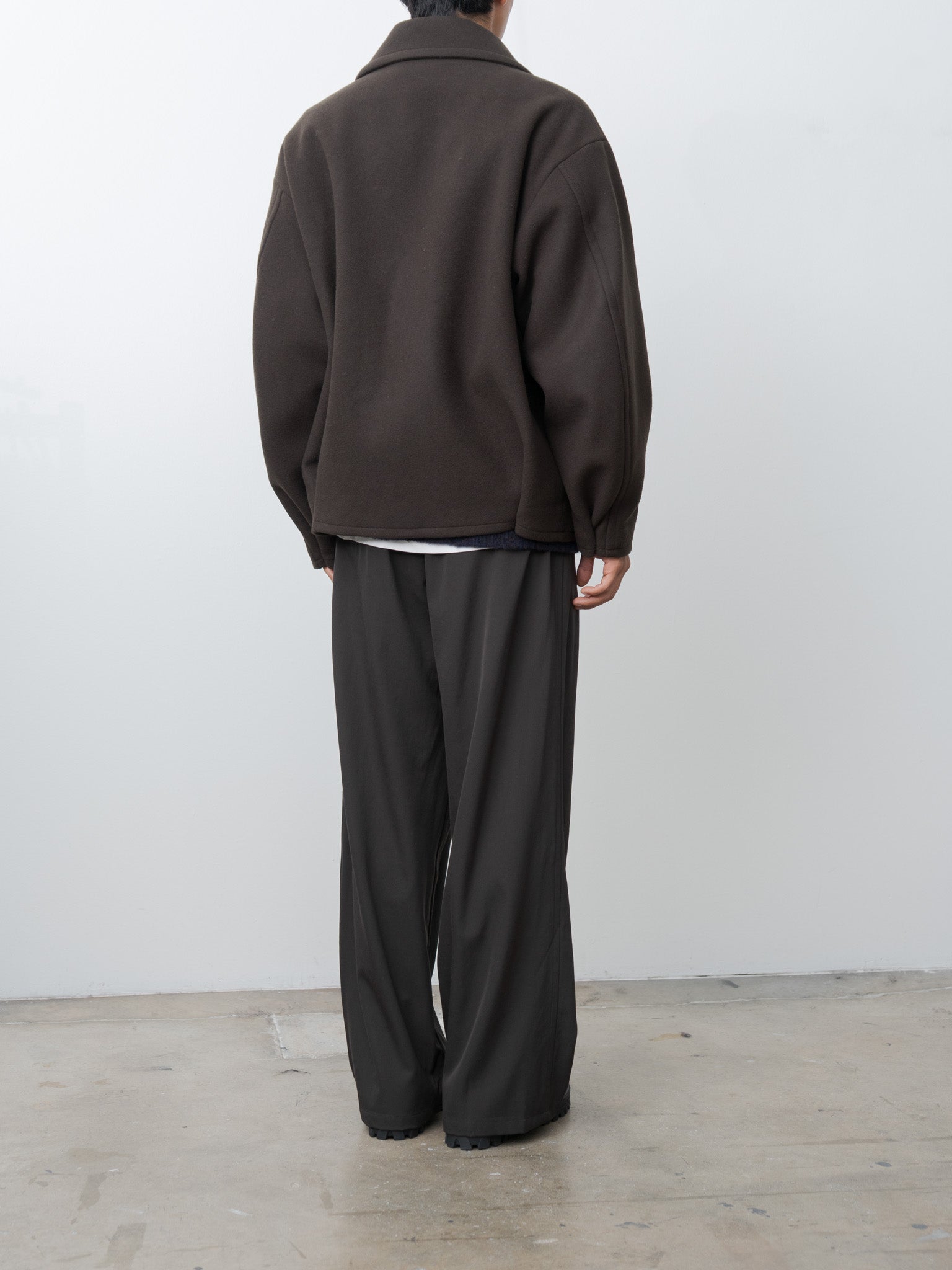 Namu Shop - Yoke Melton Stand Collar Zip Blouson - Brown