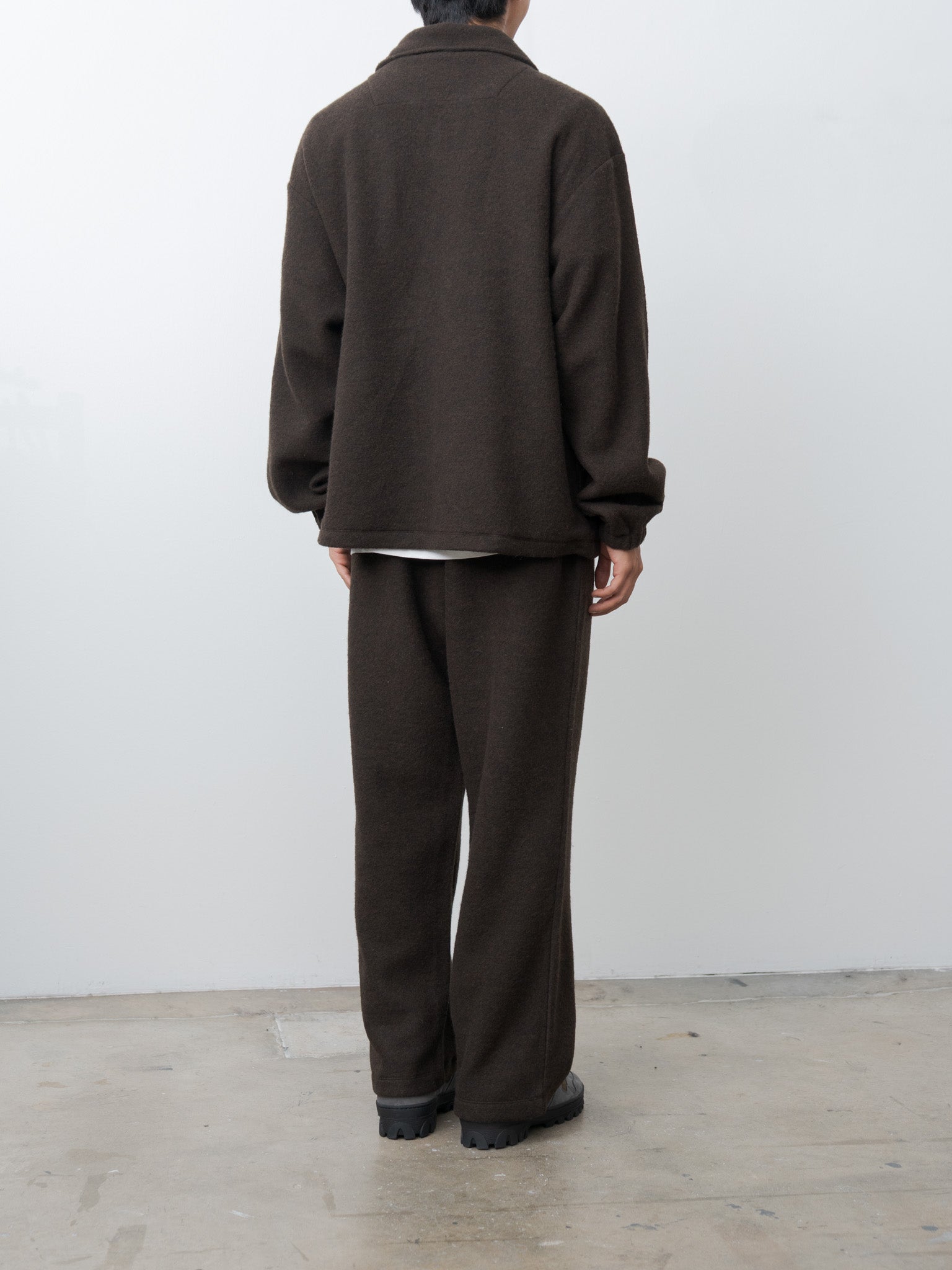Namu Shop - Yoke Wool Fleece Half Zip Pullover - Brown