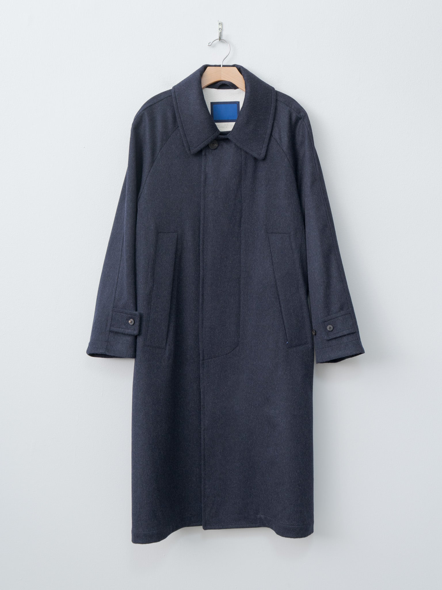 Namu Shop - Document Austria Himalaya Loden Inverted Pleats Balmacaan Coat - Navy