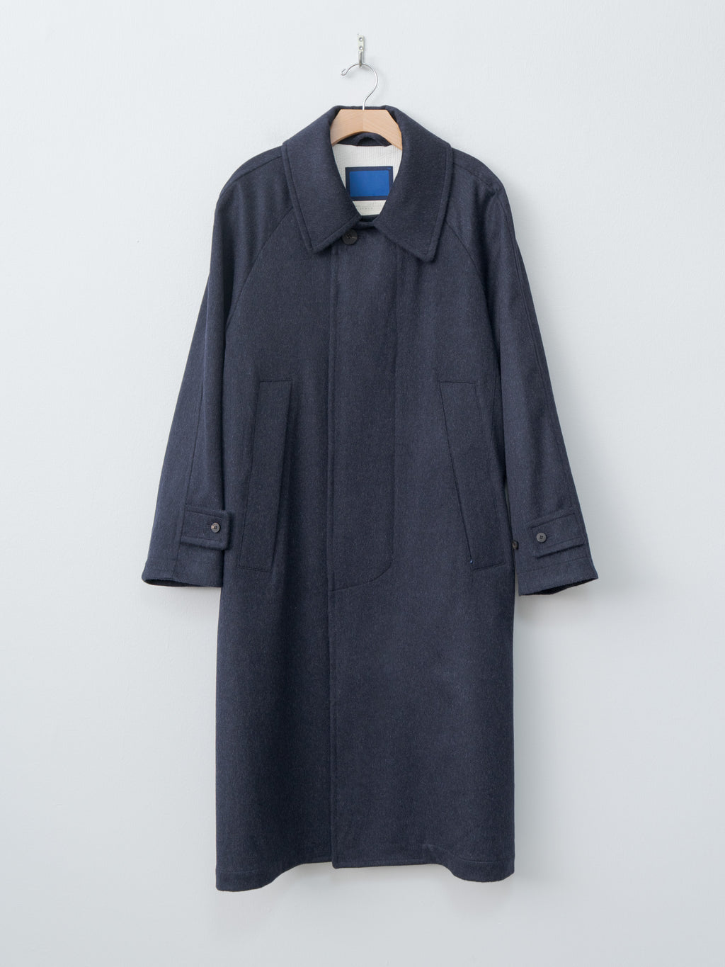 Namu Shop - Document Austria Himalaya Loden Inverted Pleats Balmacaan Coat - Navy