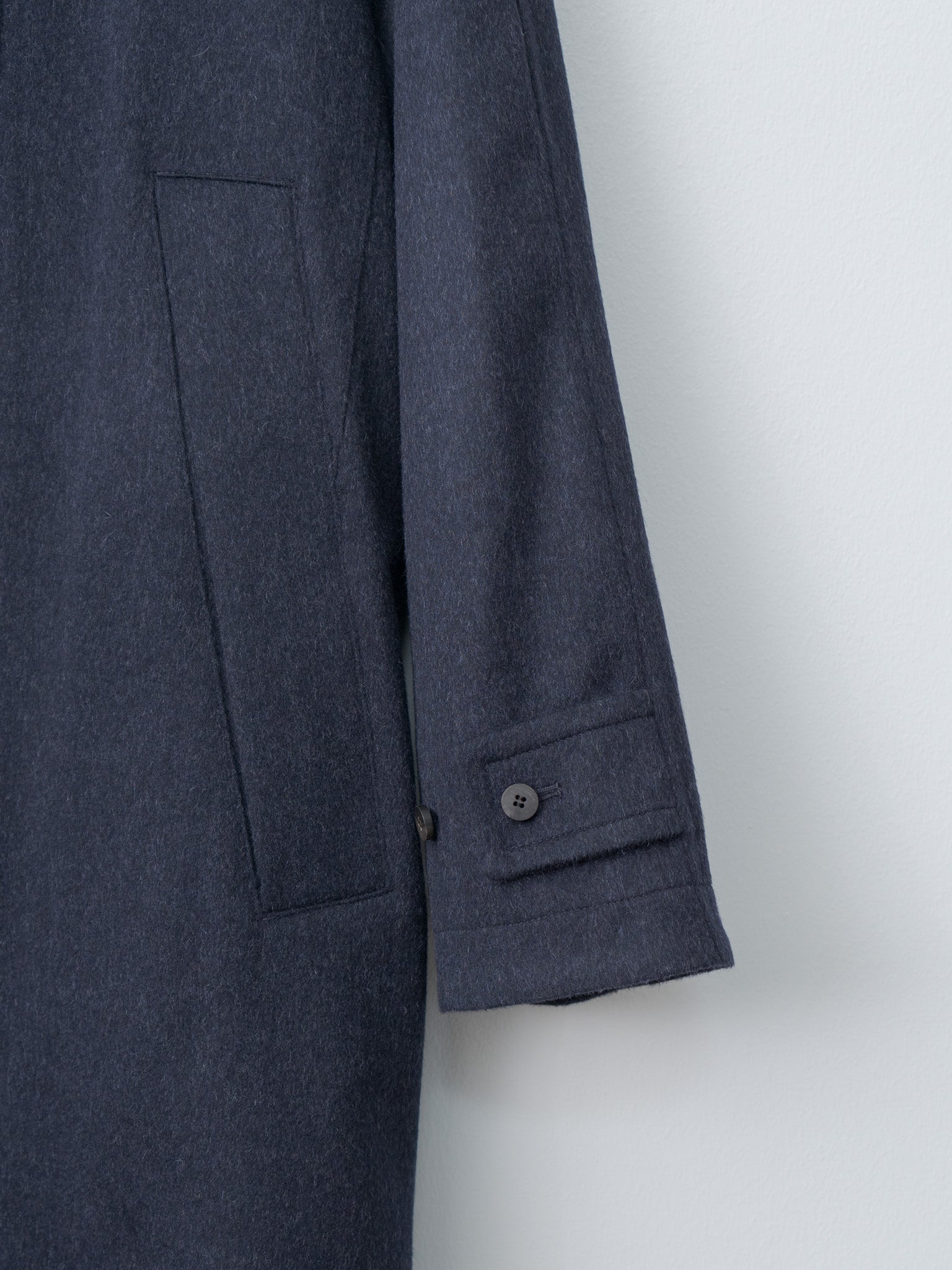 Namu Shop - Document Austria Himalaya Loden Inverted Pleats Balmacaan Coat - Navy