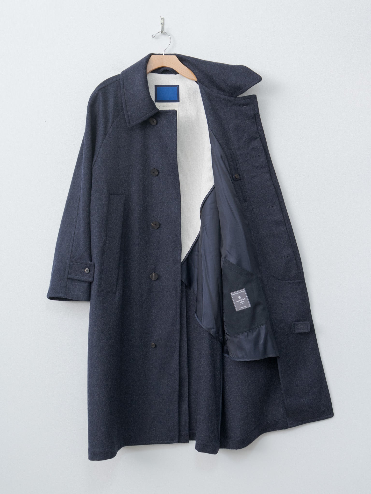 Namu Shop - Document Austria Himalaya Loden Inverted Pleats Balmacaan Coat - Navy