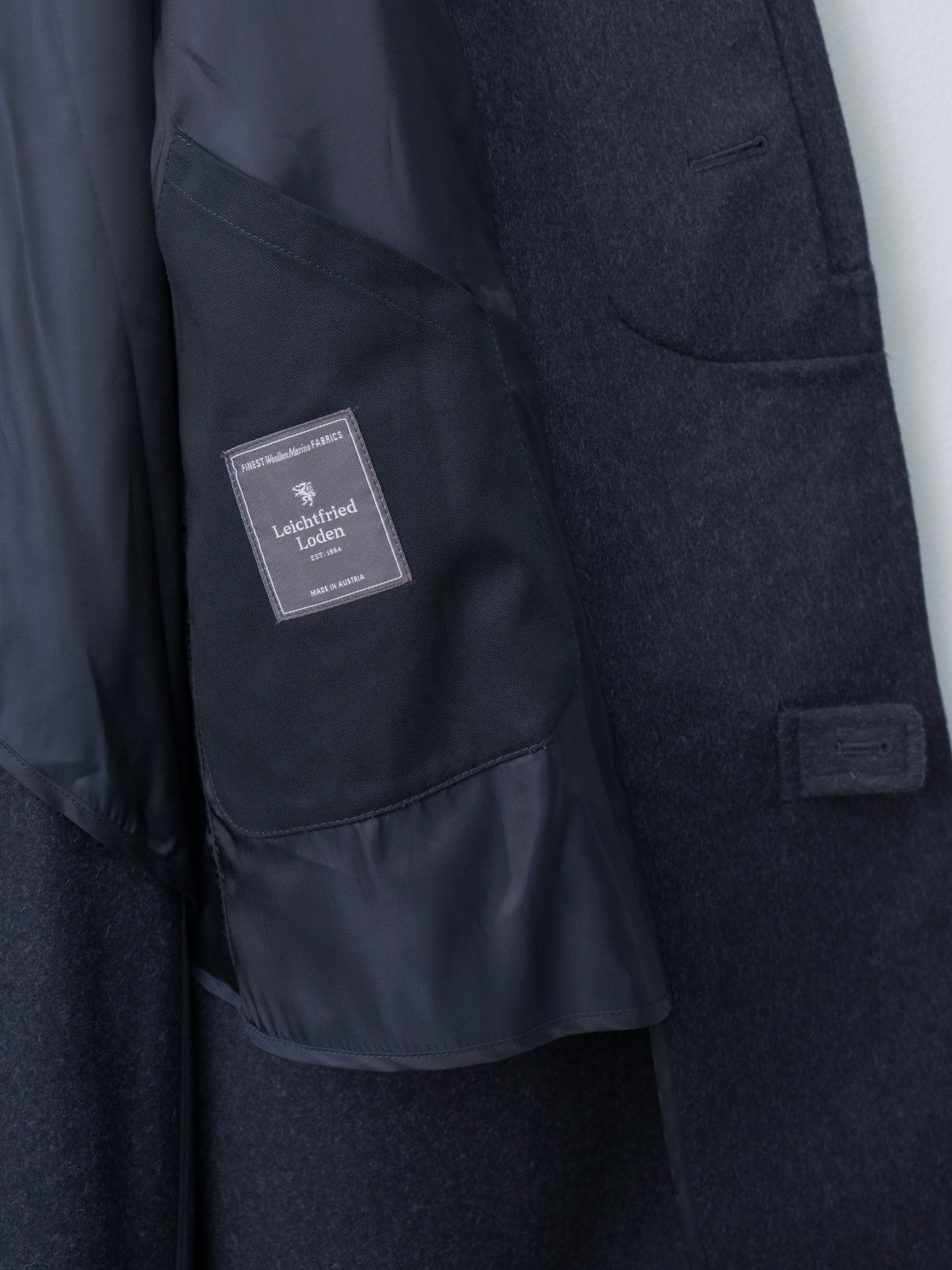 Namu Shop - Document Austria Himalaya Loden Inverted Pleats Balmacaan Coat - Navy