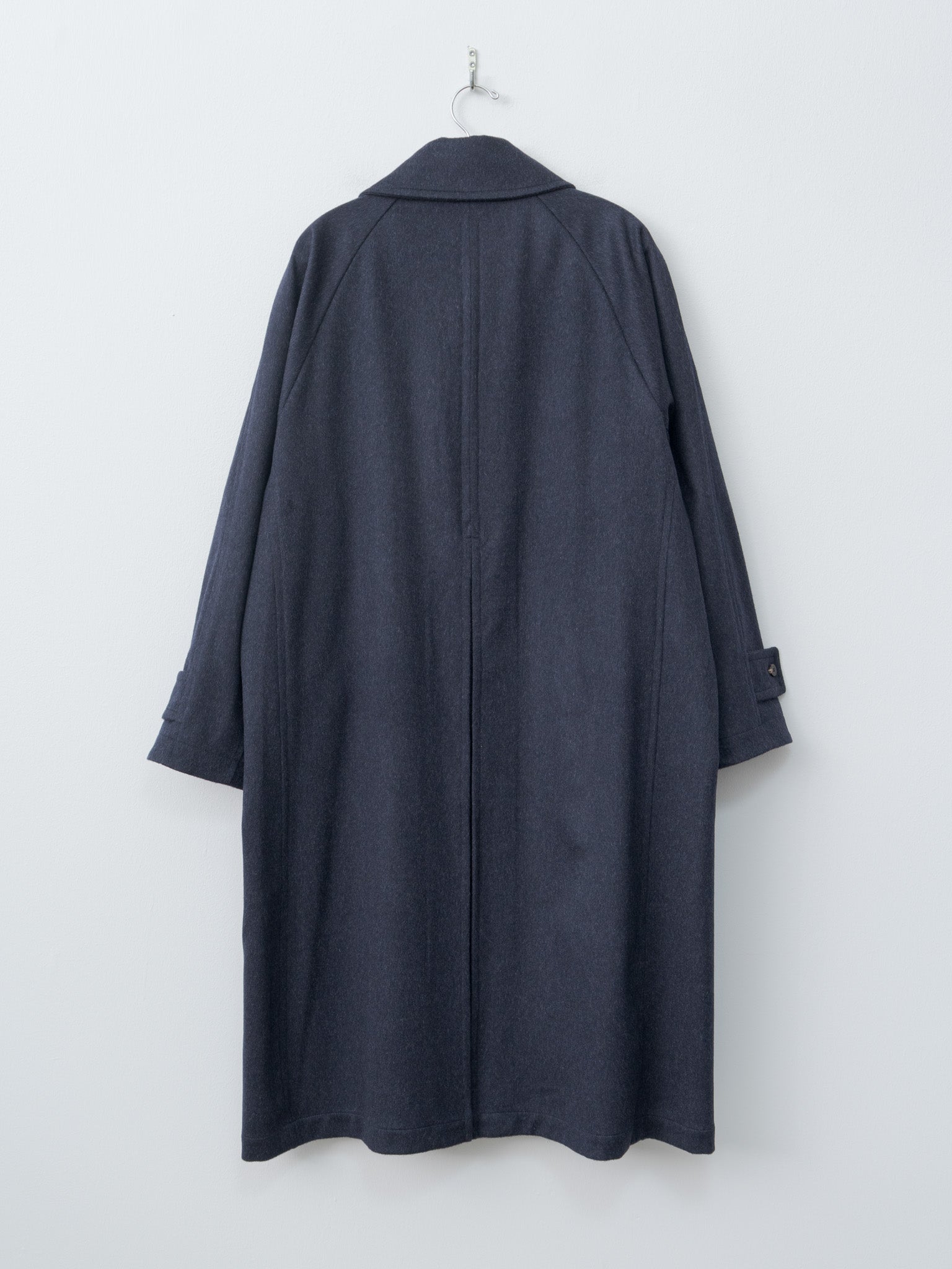Namu Shop - Document Austria Himalaya Loden Inverted Pleats Balmacaan Coat - Navy