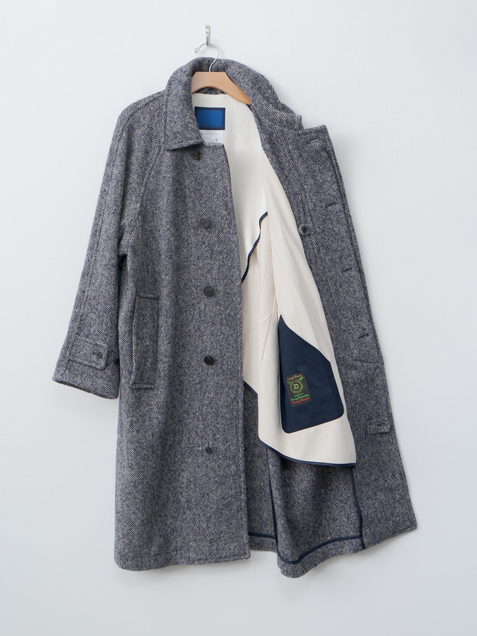 Namu Shop - Document Donegal Tweed Oversized Coat - Blue