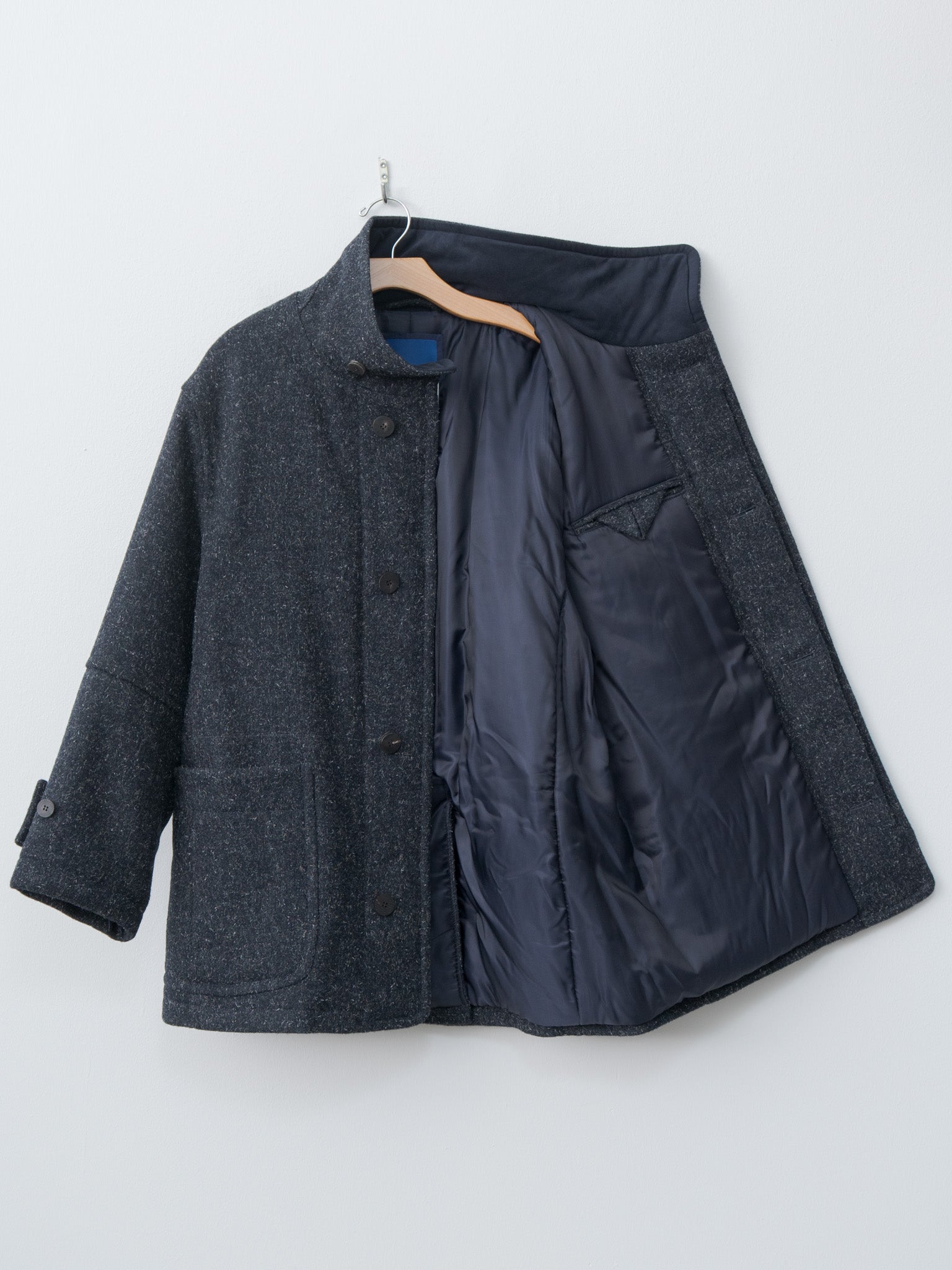 Namu Shop - Document Shearling Trimmed Kemp Melton Half Coat - Navy