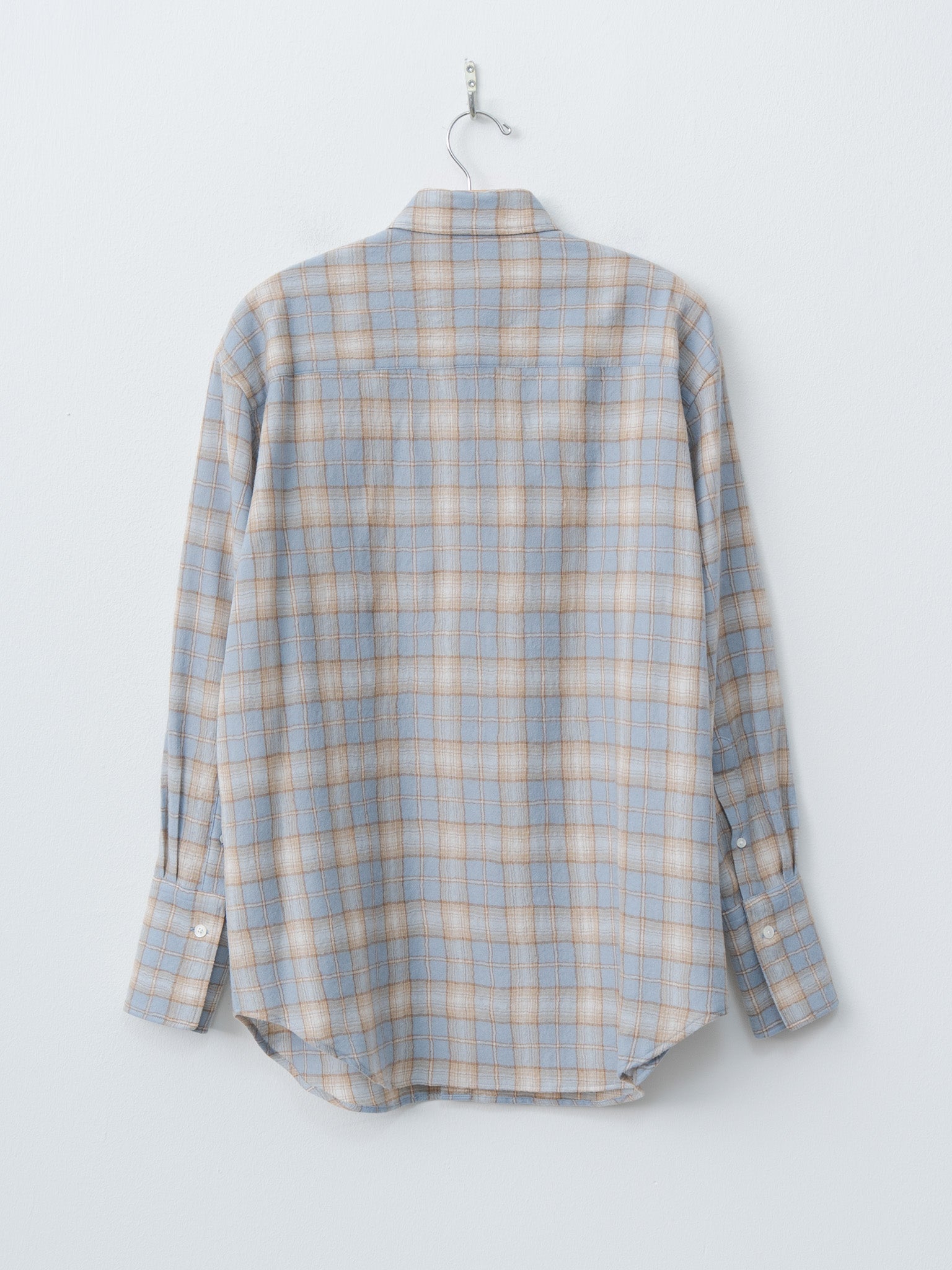 Namu Shop - Auralee Airy Wool Check Shirt - Light Blue × Beige