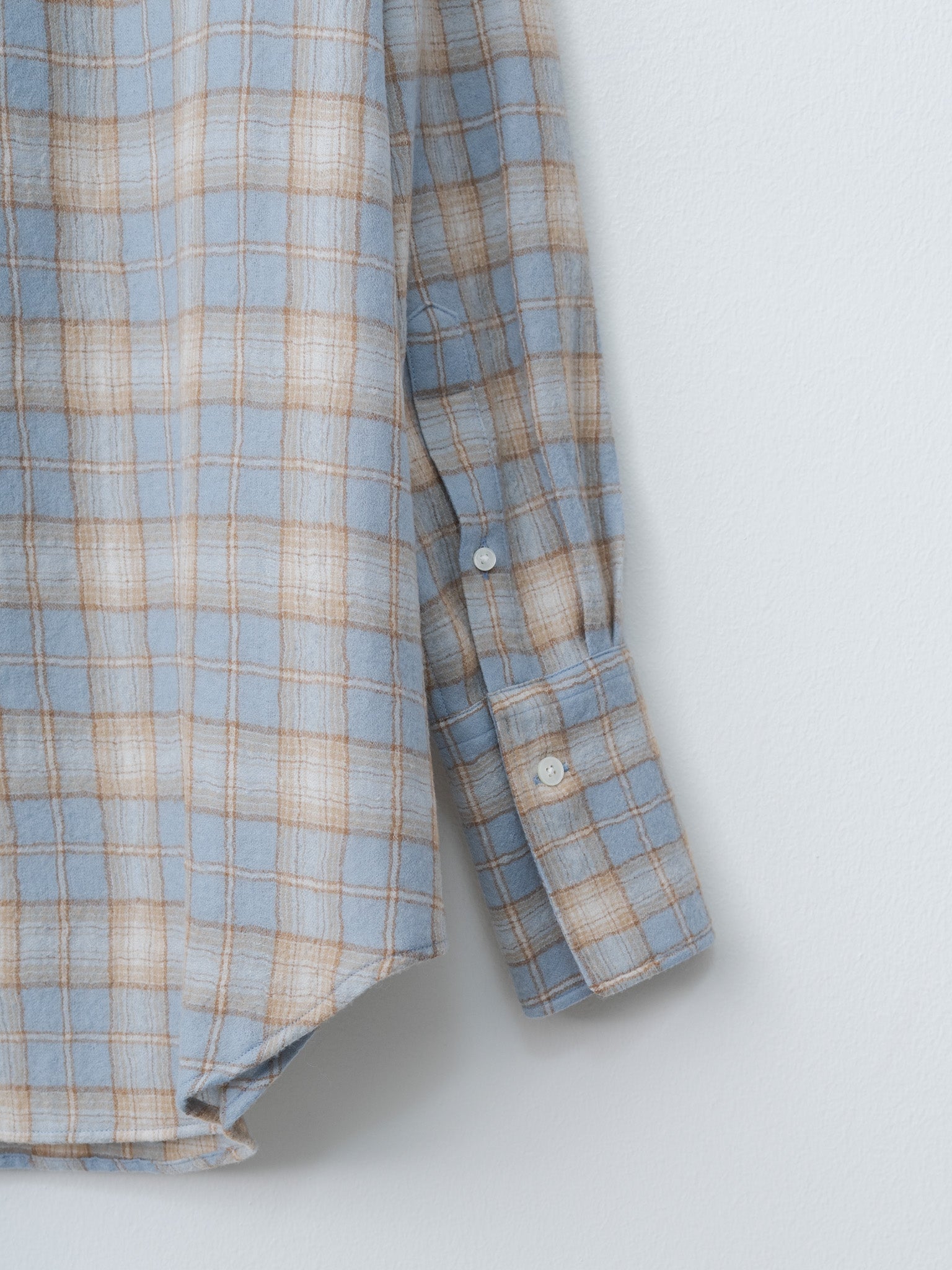 Namu Shop - Auralee Airy Wool Check Shirt - Light Blue × Beige