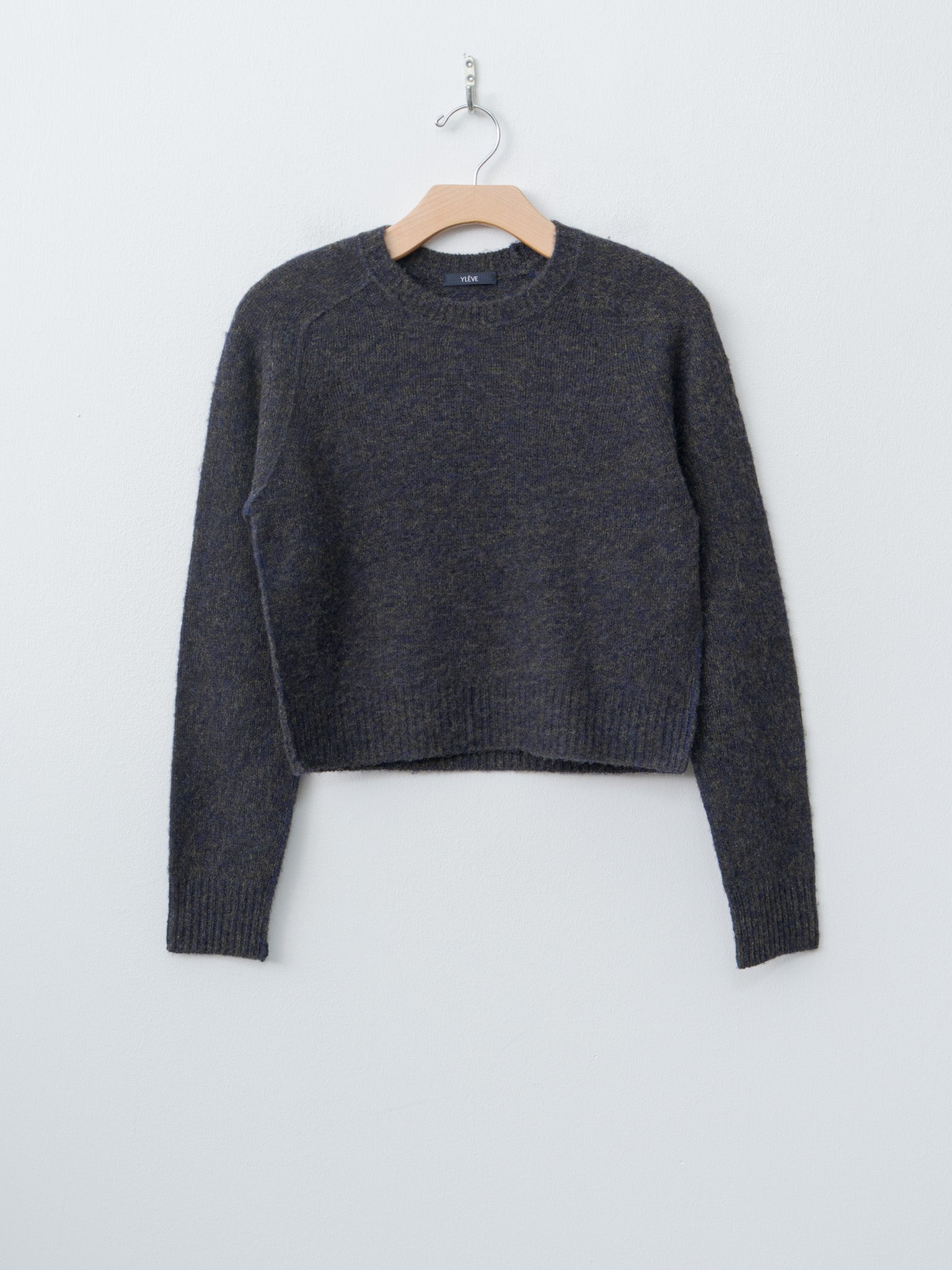 Namu Shop - Yleve Italian Merino Wool Melange Knit P/O - Navy x Khaki