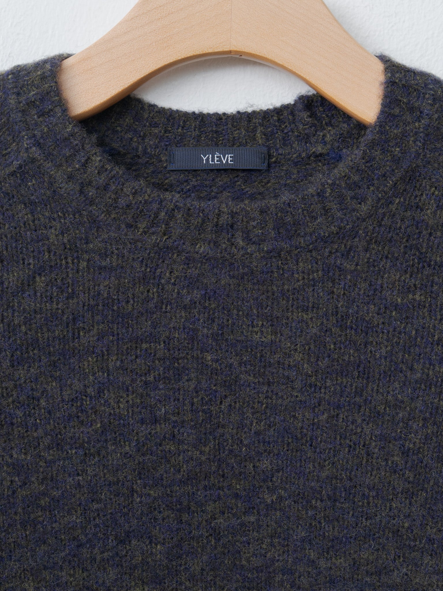 Namu Shop - Yleve Italian Merino Wool Melange Knit P/O - Navy x Khaki