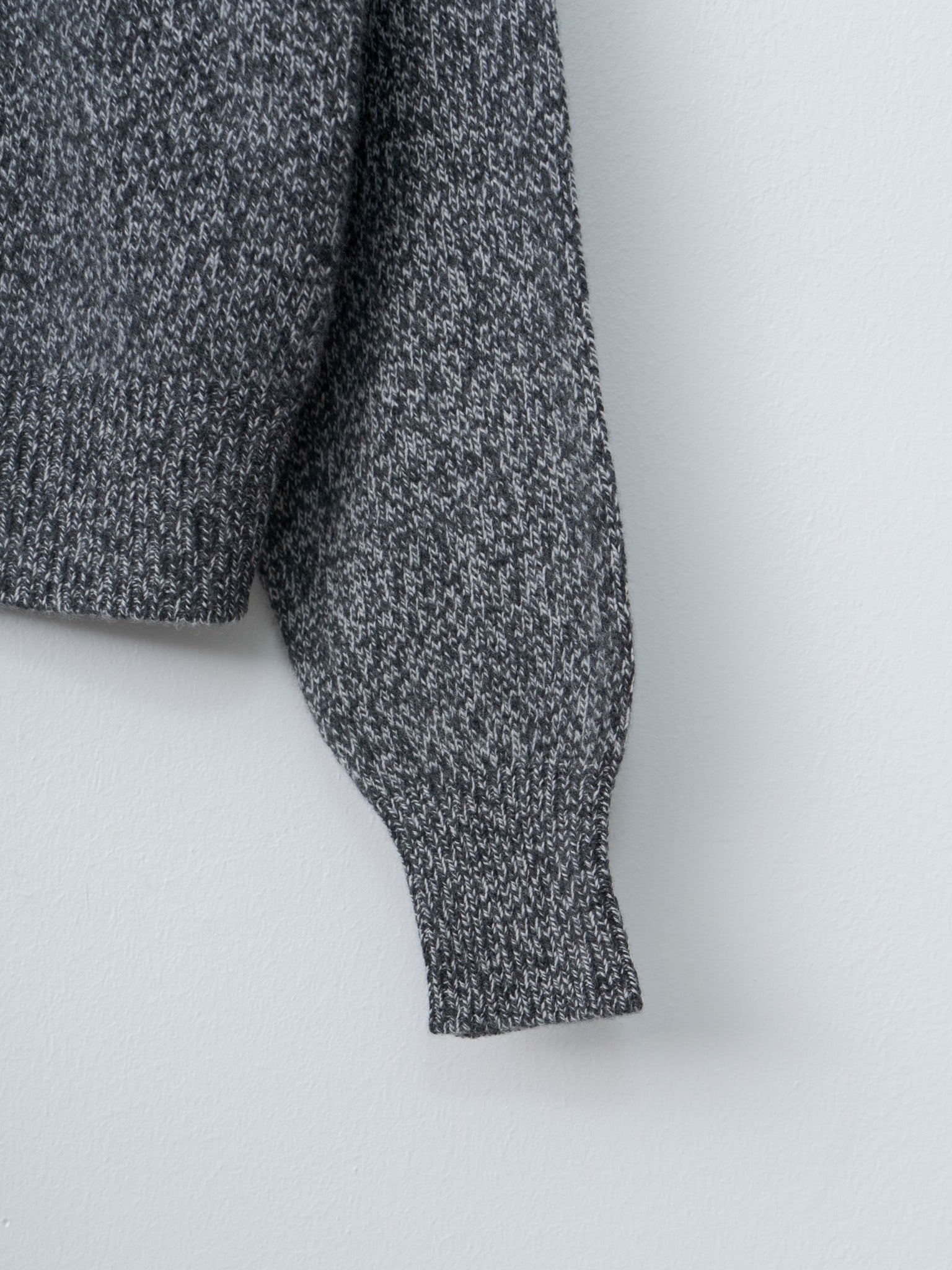 Namu Shop - Yleve Wool Cashmere Melange Knit Full Zip P/O - Black x Gray