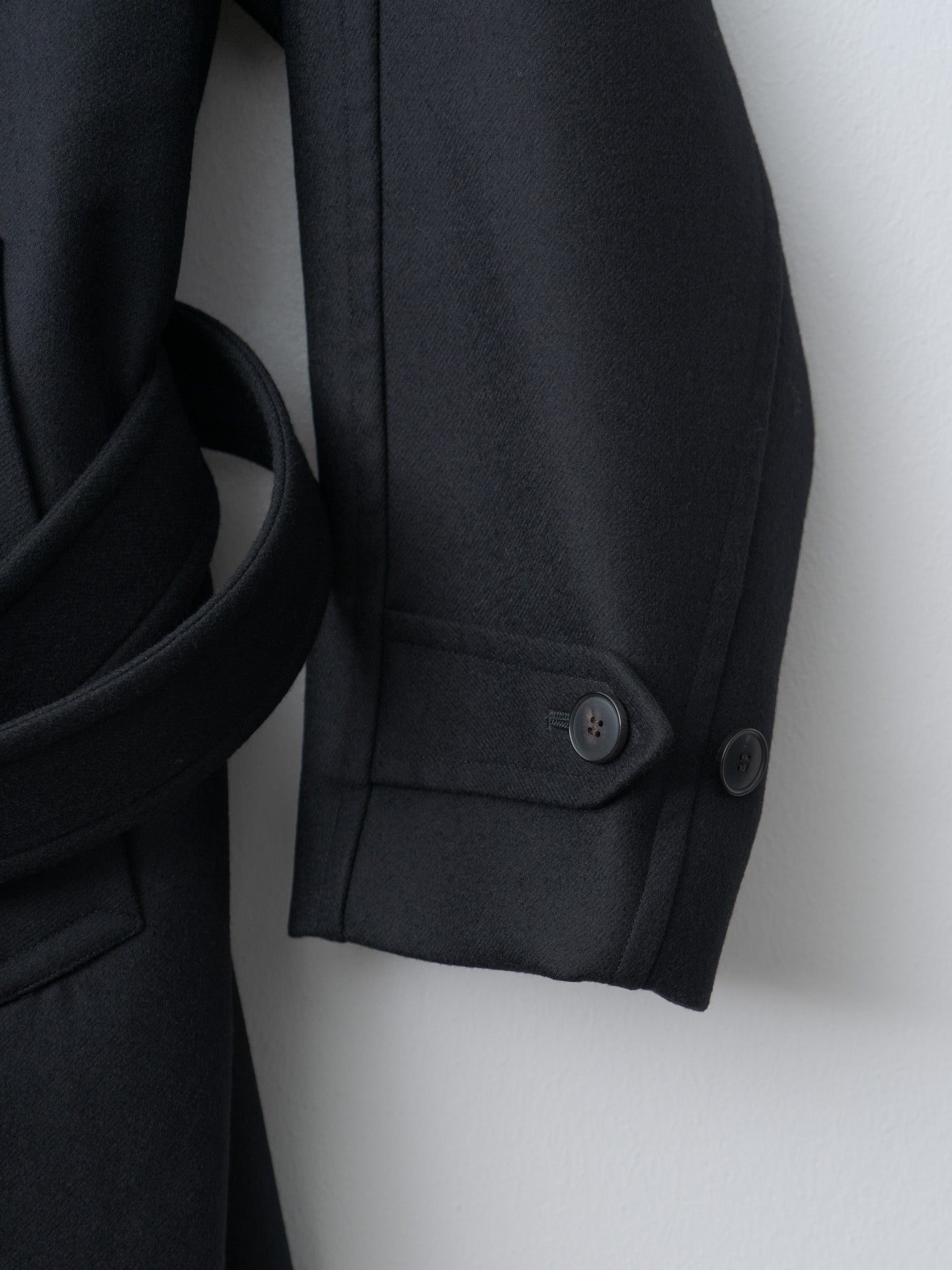 Namu Shop - Yleve Super100's Wool Melton Coat - Black