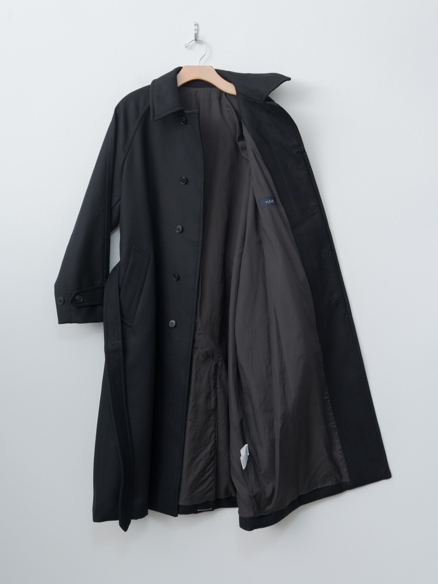 Namu Shop - Yleve Super100's Wool Melton Coat - Black
