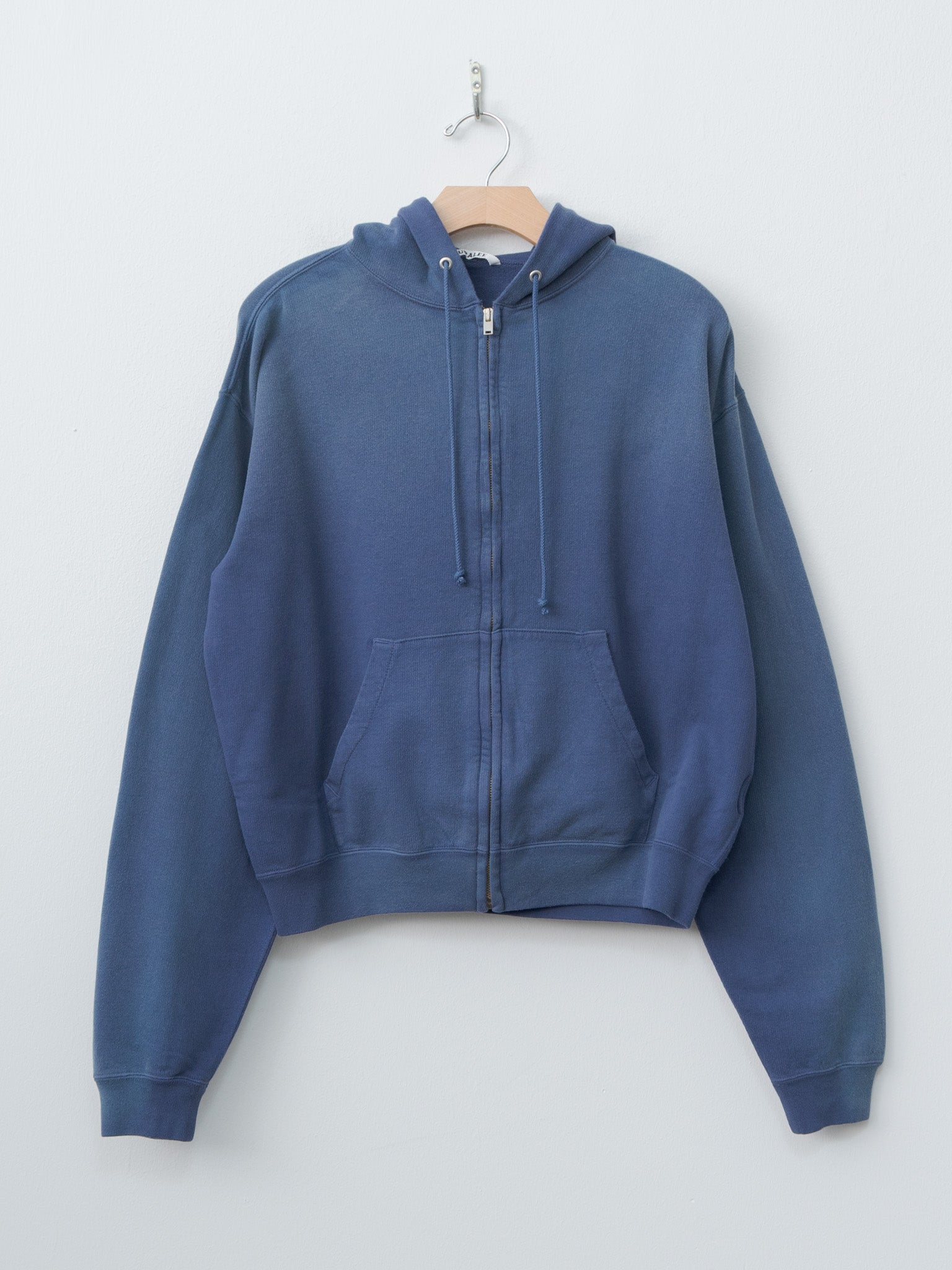 Namu Shop - Auralee Product Dyed Pima Light Sweat Zip Parka - Light Navy