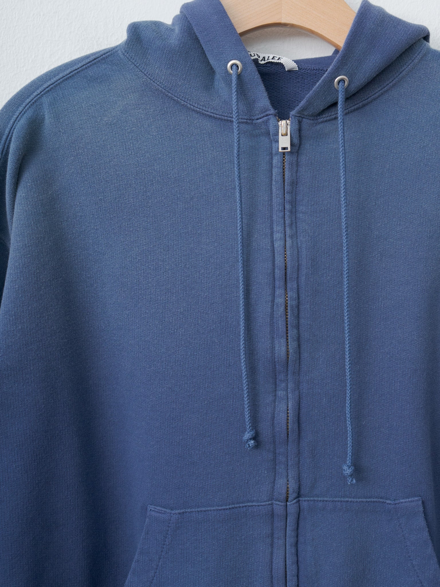 Namu Shop - Auralee Product Dyed Pima Light Sweat Zip Parka - Light Navy