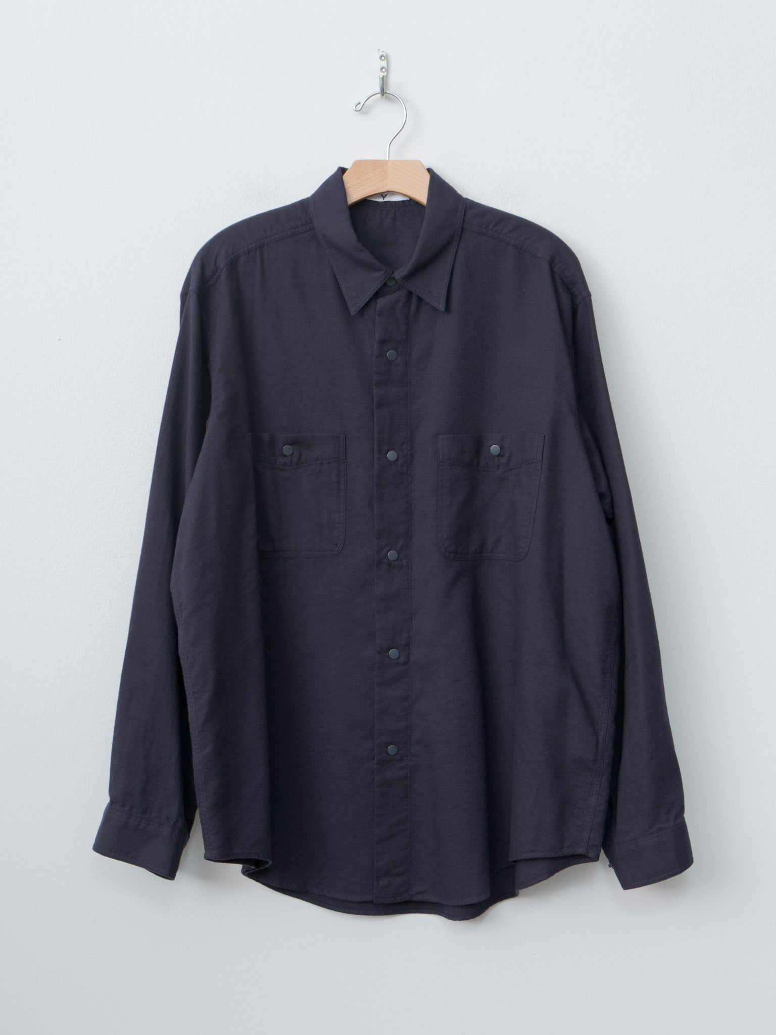 Namu Shop - Y Brushed Organic Cotton Tencel Snap Shirt - Navy
