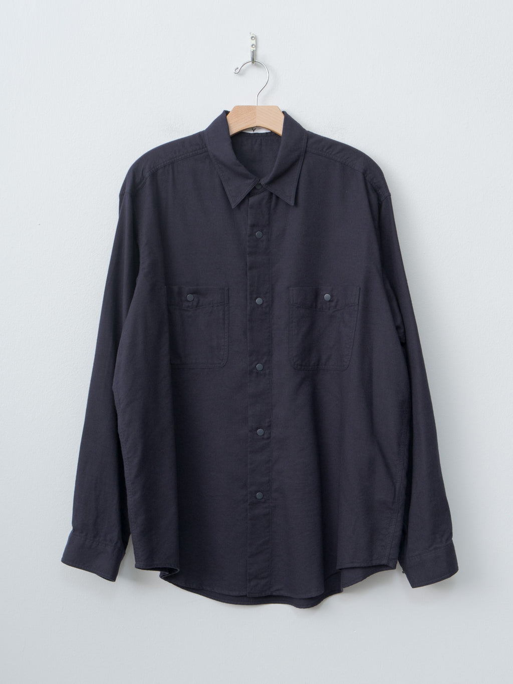 Namu Shop - Y Brushed Organic Cotton Tencel Snap Shirt - Navy