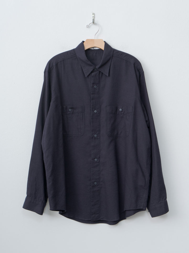 Namu Shop - Y Brushed Organic Cotton Tencel Snap Shirt - Navy