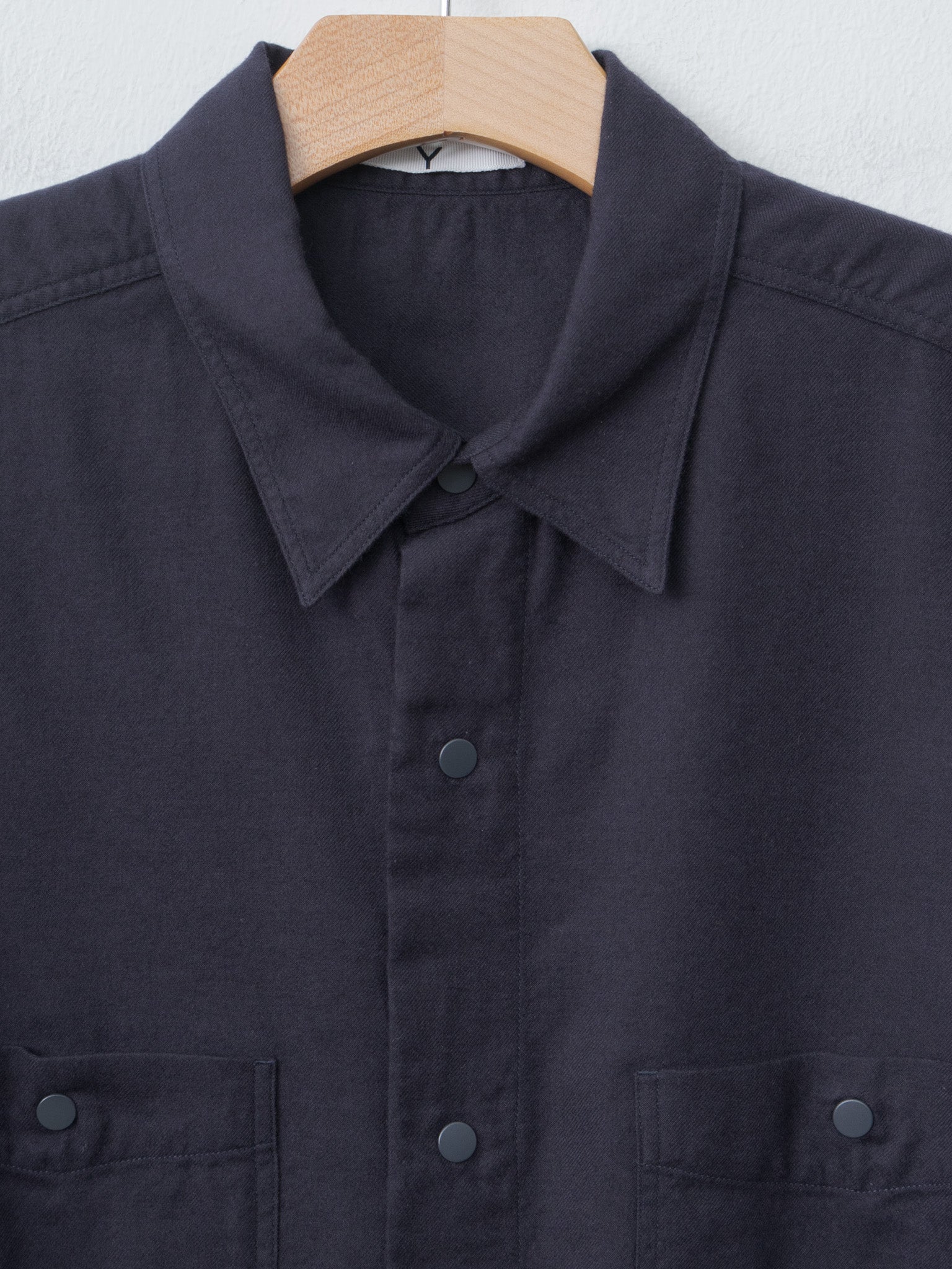 Namu Shop - Y Brushed Organic Cotton Tencel Snap Shirt - Navy