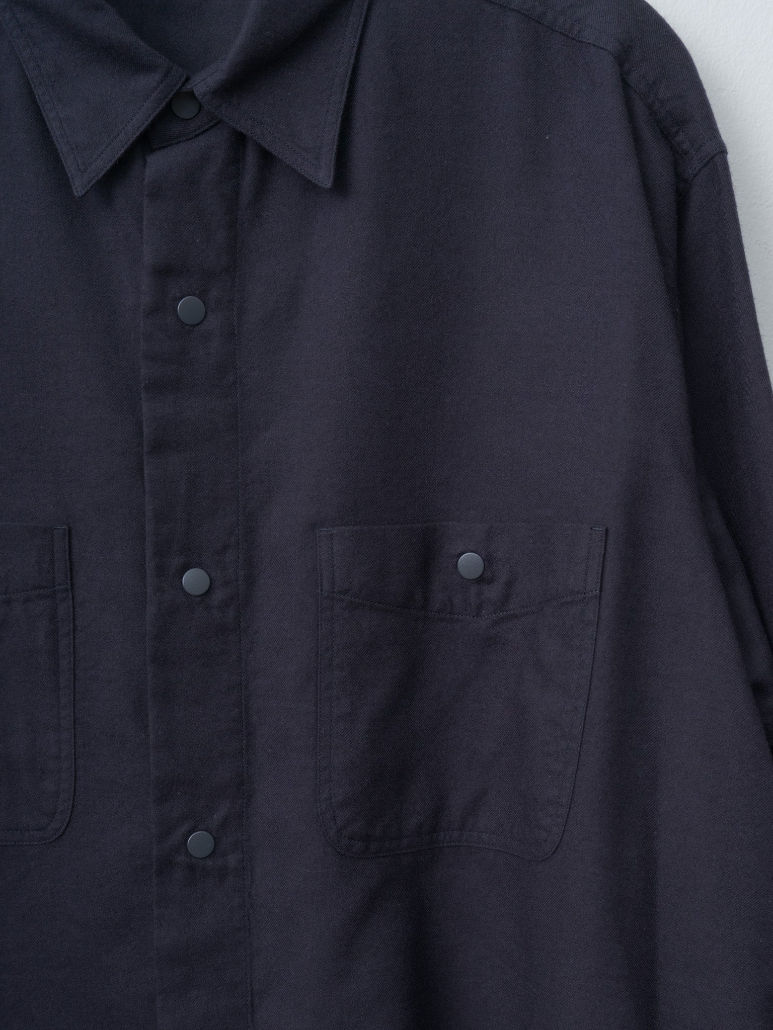 Namu Shop - Y Brushed Organic Cotton Tencel Snap Shirt - Navy