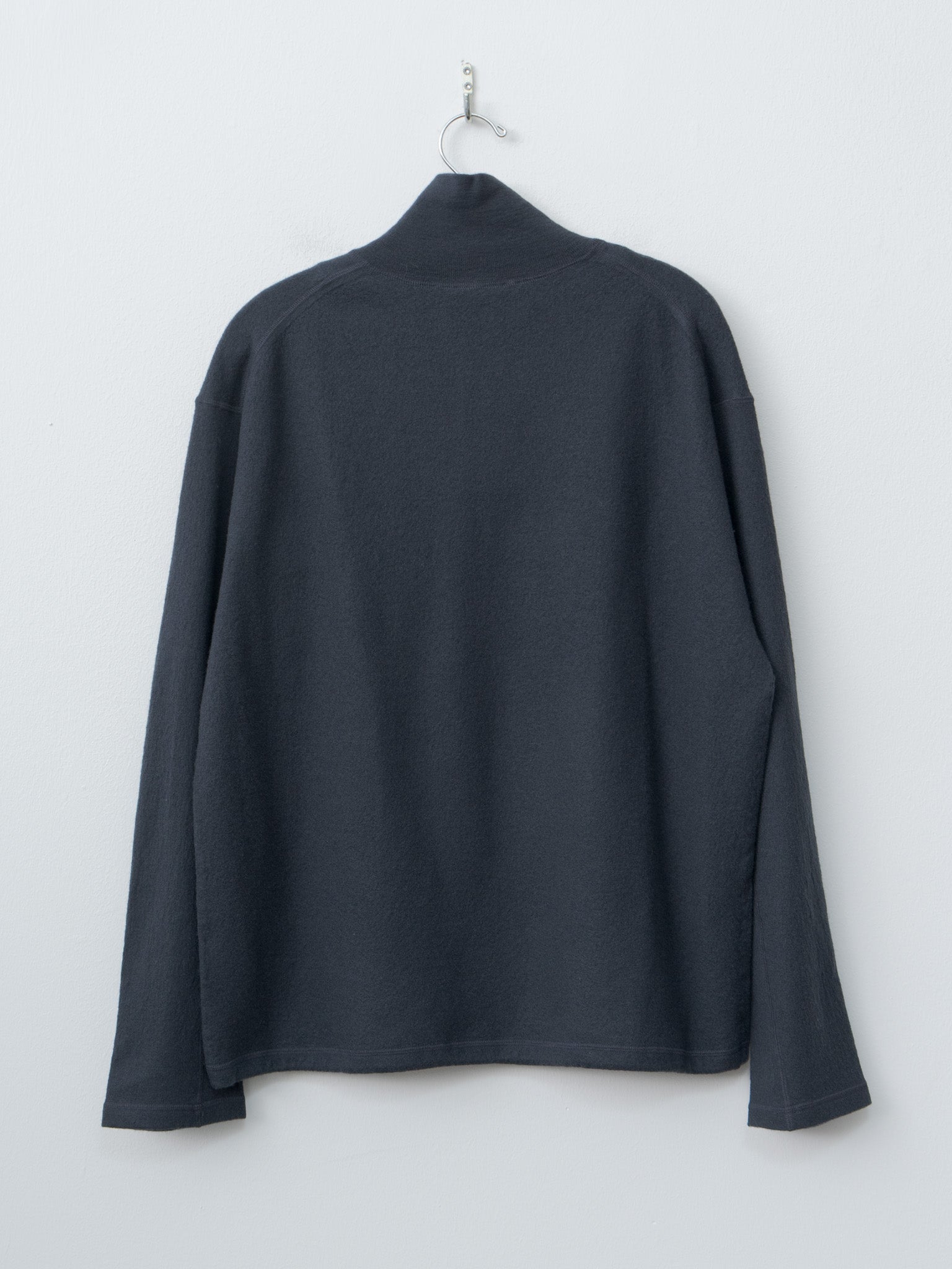 Namu Shop - Yleve Ultrafine Merino Milled Wool Knit Half Zip P/O - Smokey Navy
