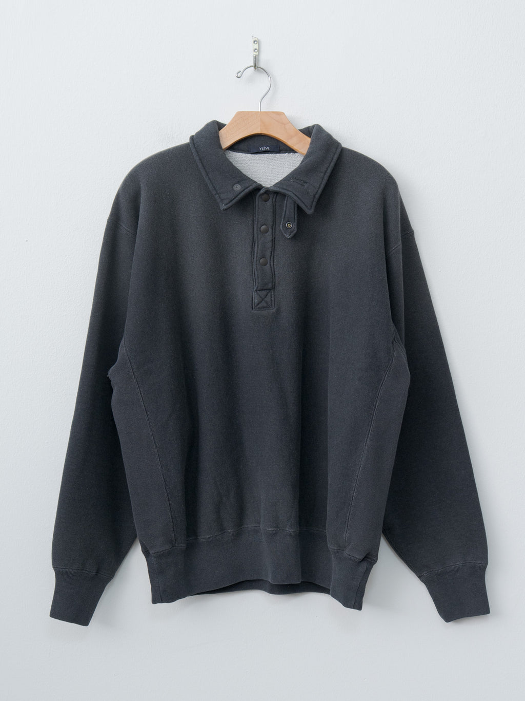 Namu Shop - Yleve Heavy Weight Fleece Bleach Snap P/O - Charcoal