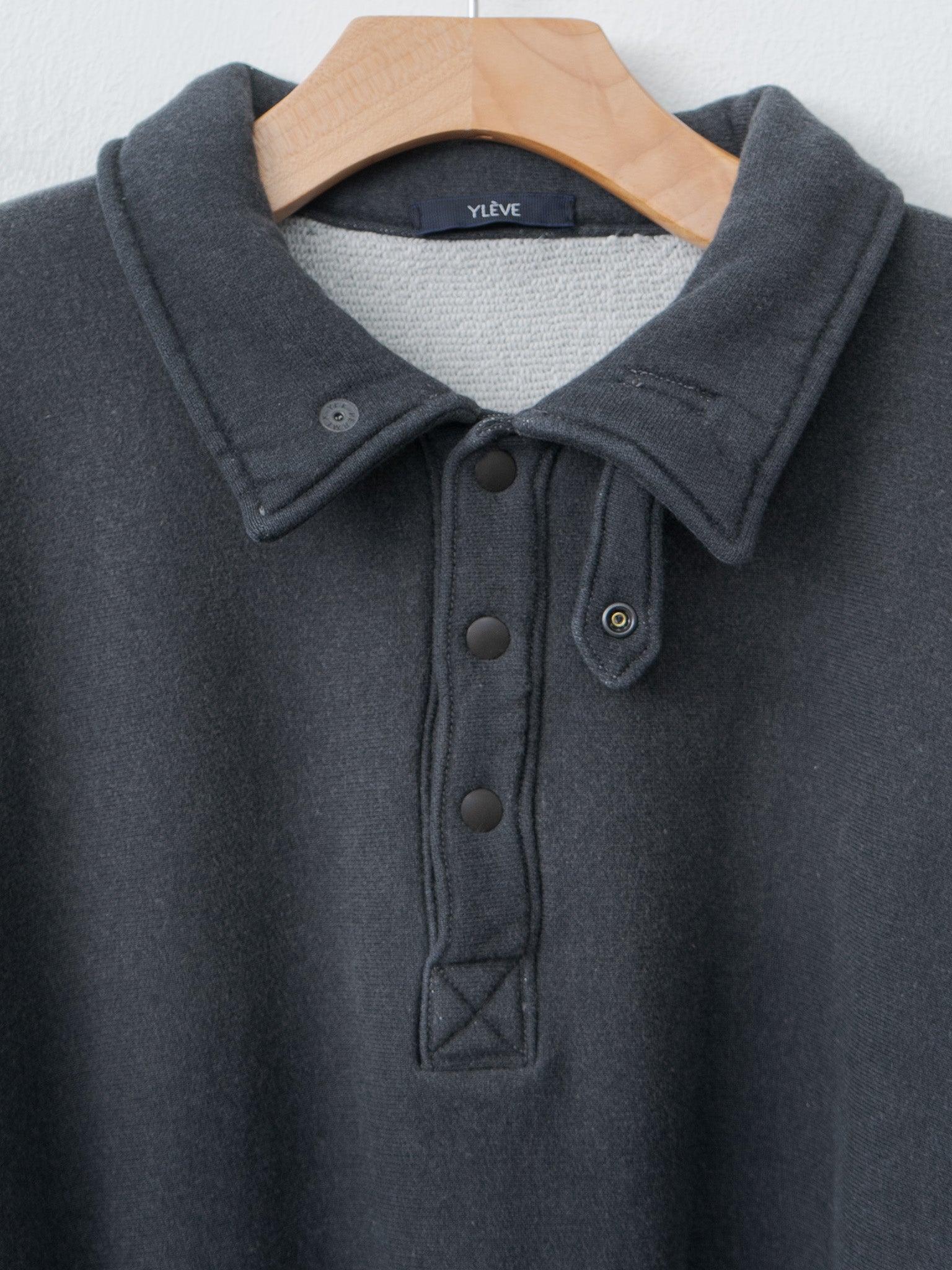 Namu Shop - Yleve Heavy Weight Fleece Bleach Snap P/O - Charcoal