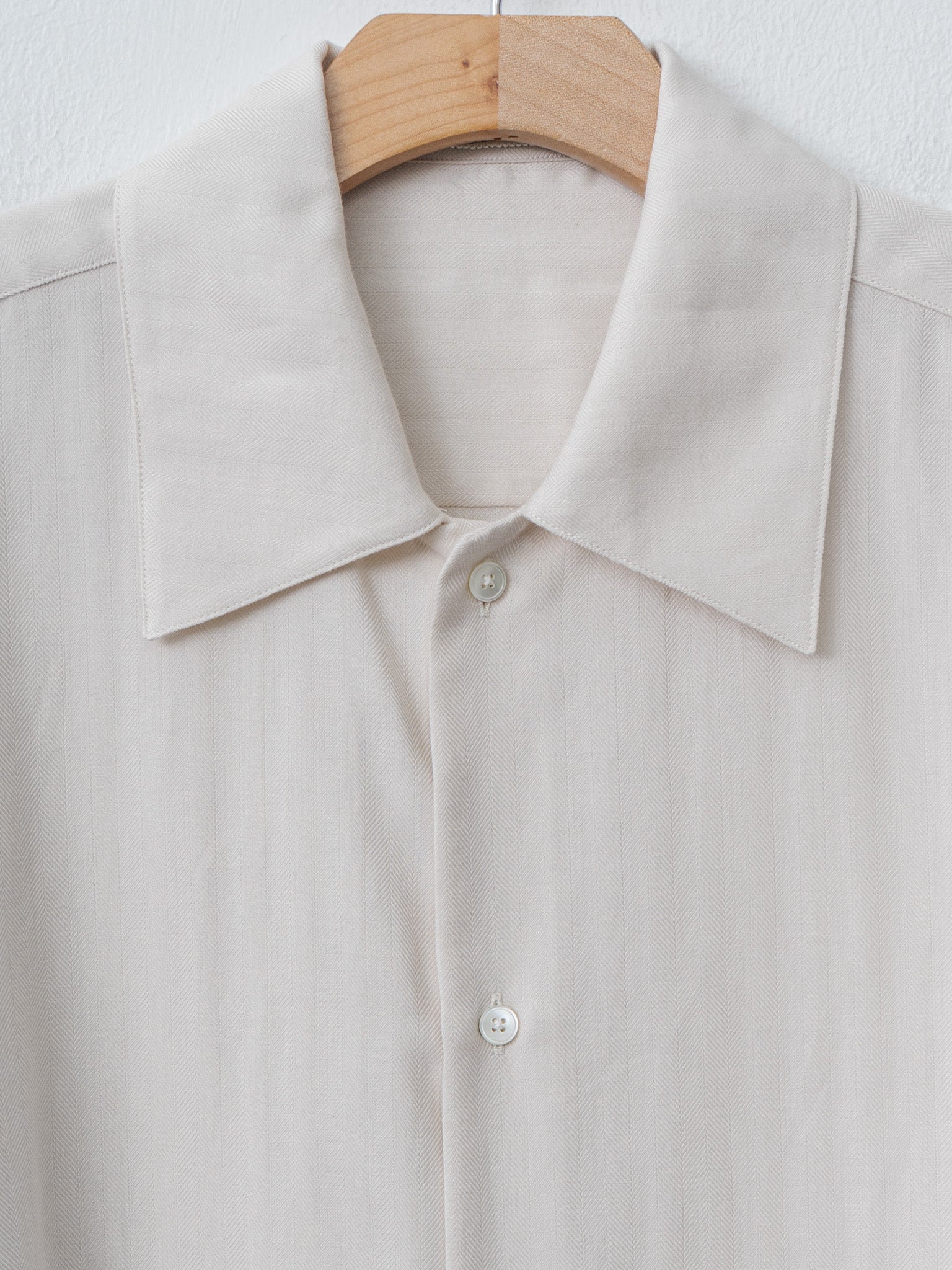Namu Shop - Auralee Cotton Cashmere Herringbone Shirt - Ivory White